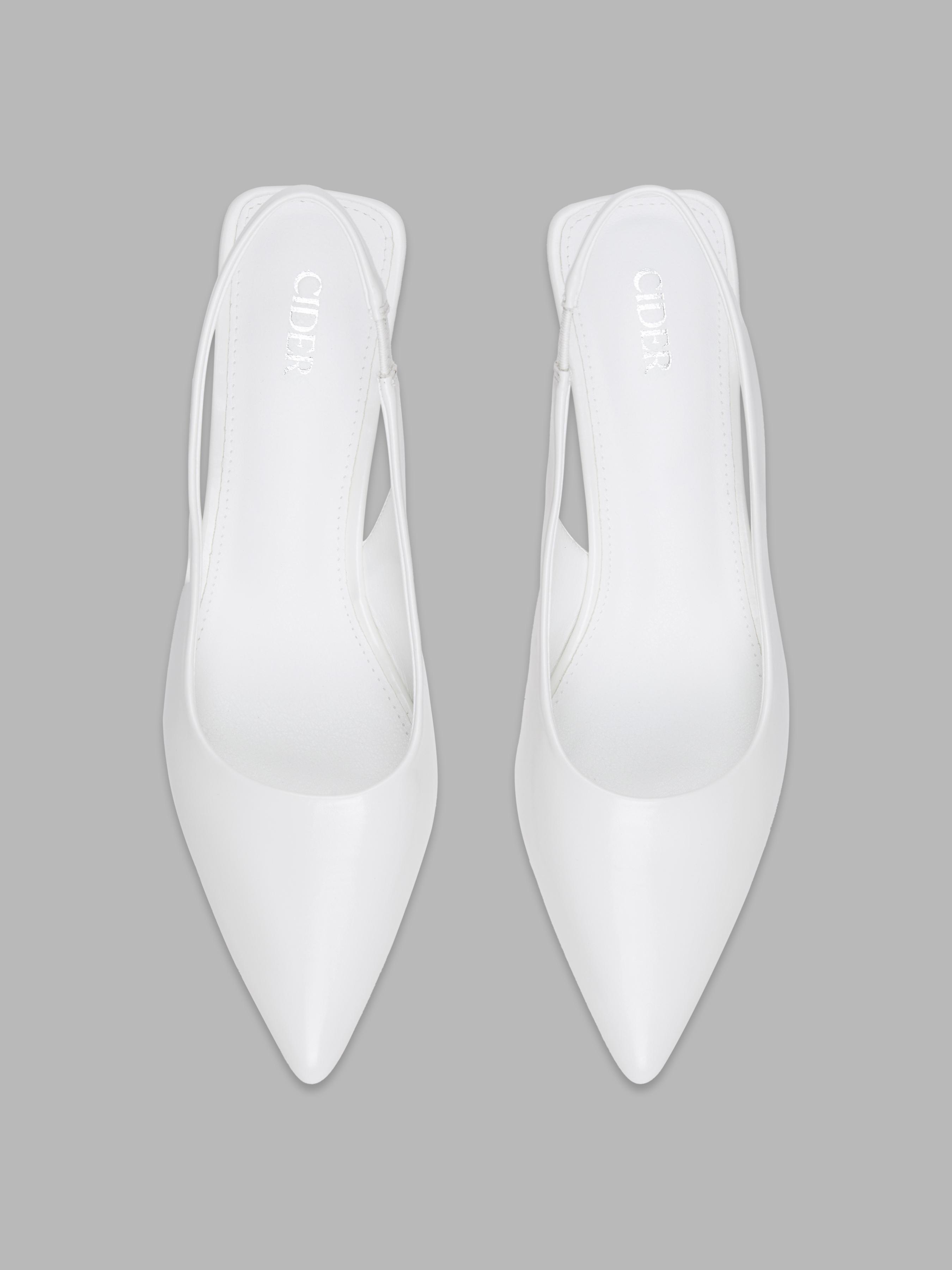 Metallic Pointed Toe Slingback Kitten Heels by CIDER