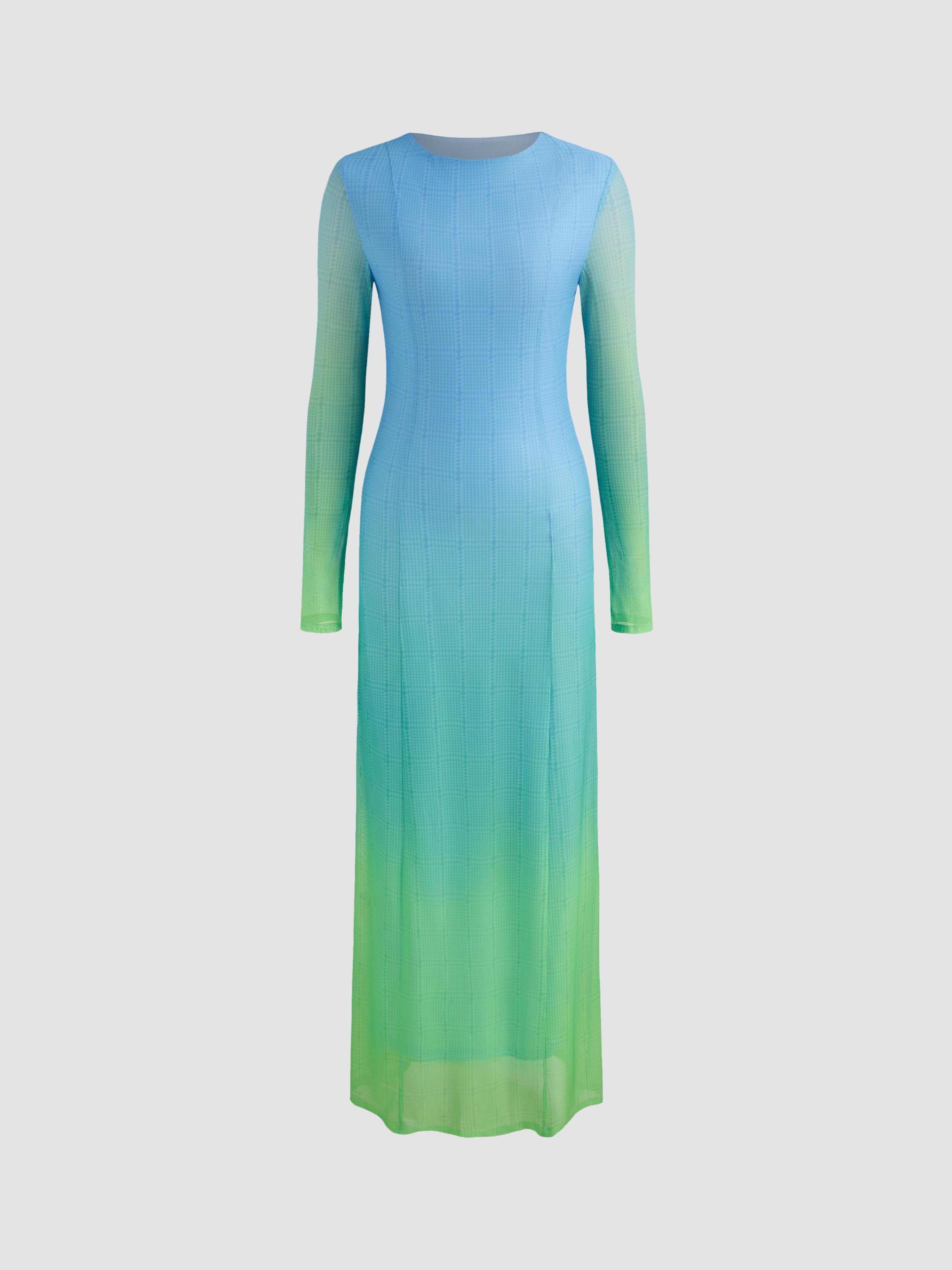 Miami Sunset Urlaub Mesh Rundhals Verlauf Maxikleid by CIDER