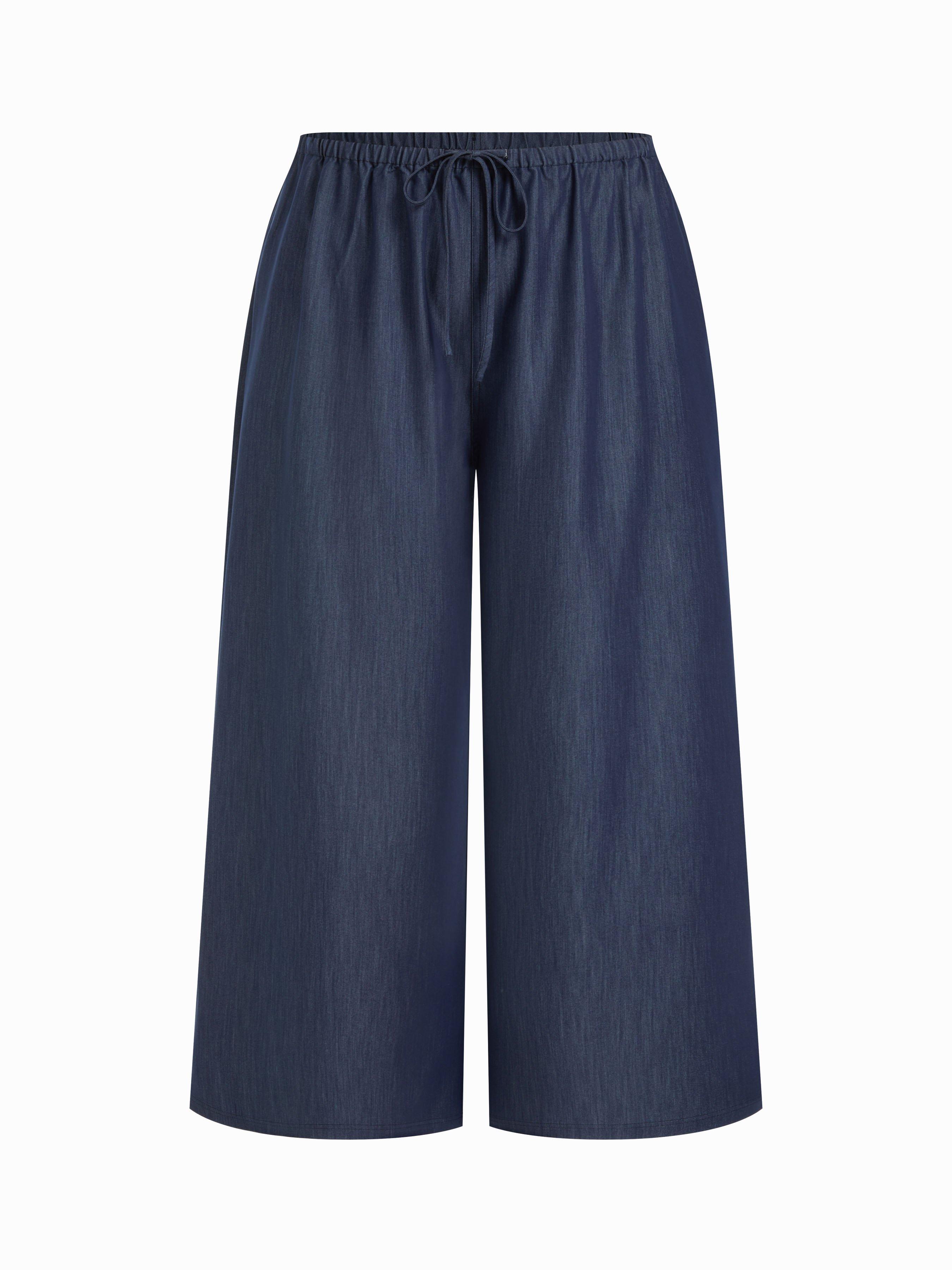 Mid Rise Drawstring Wide Leg Trousers Curve & Plus by CIDER