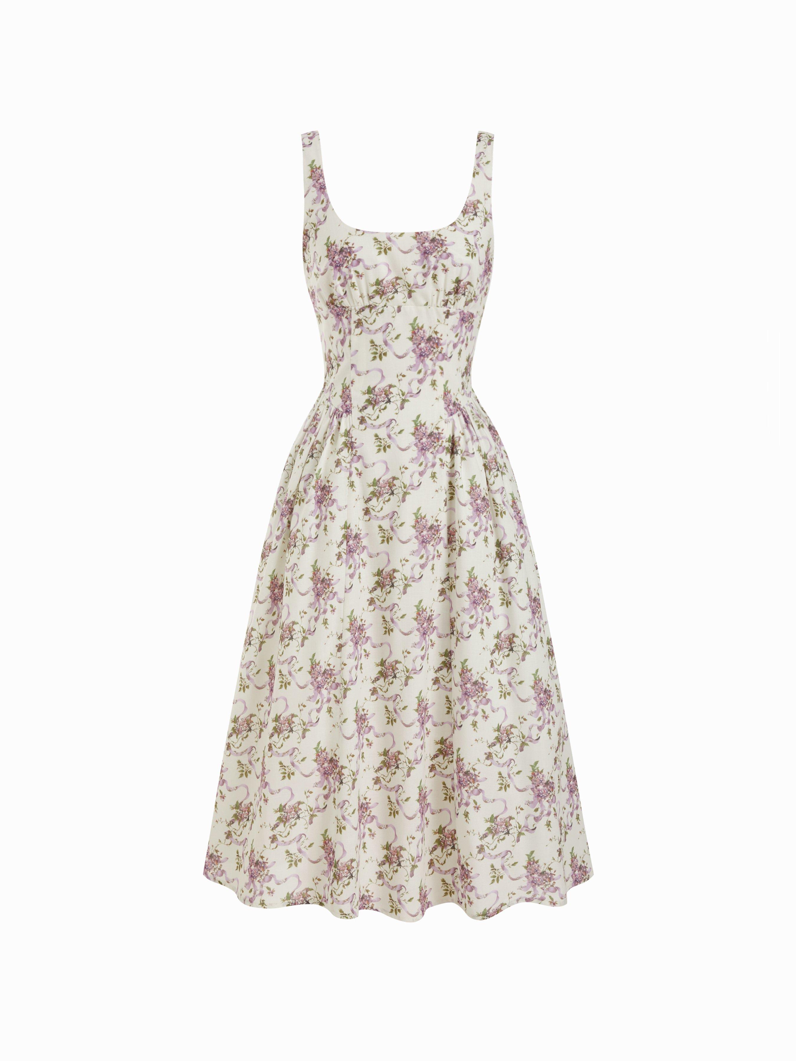 Mid Rise Floral Sleeveless Midi Dress by CIDER