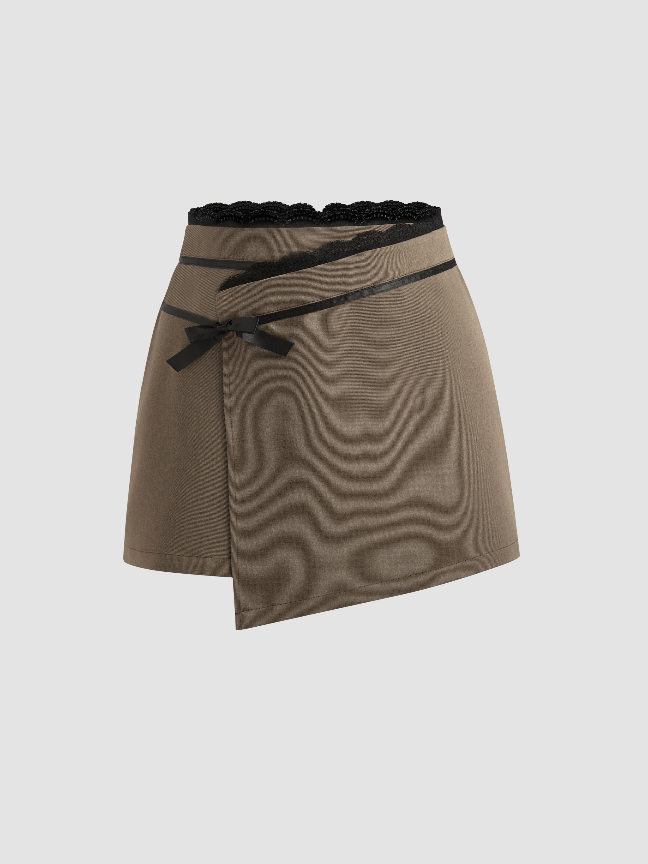Mid Rise Lace Bowknot Mini Skirt by CIDER