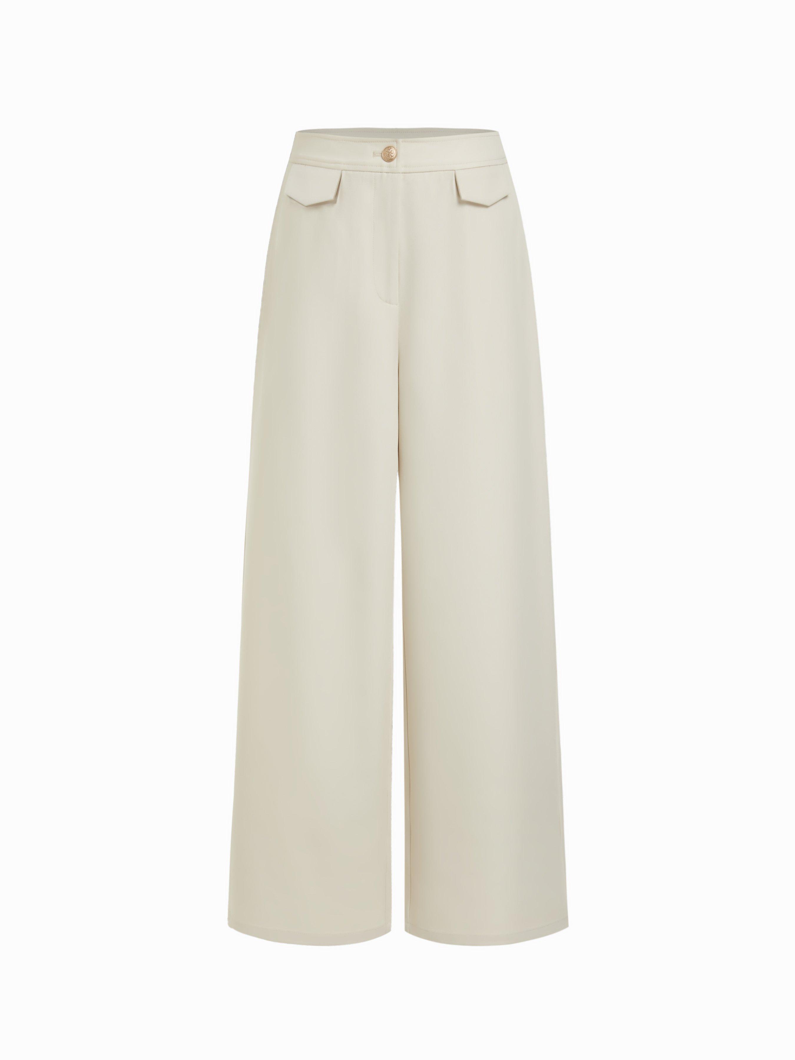 Mid Rise Metal Detail Wide Leg Trousers by CIDER