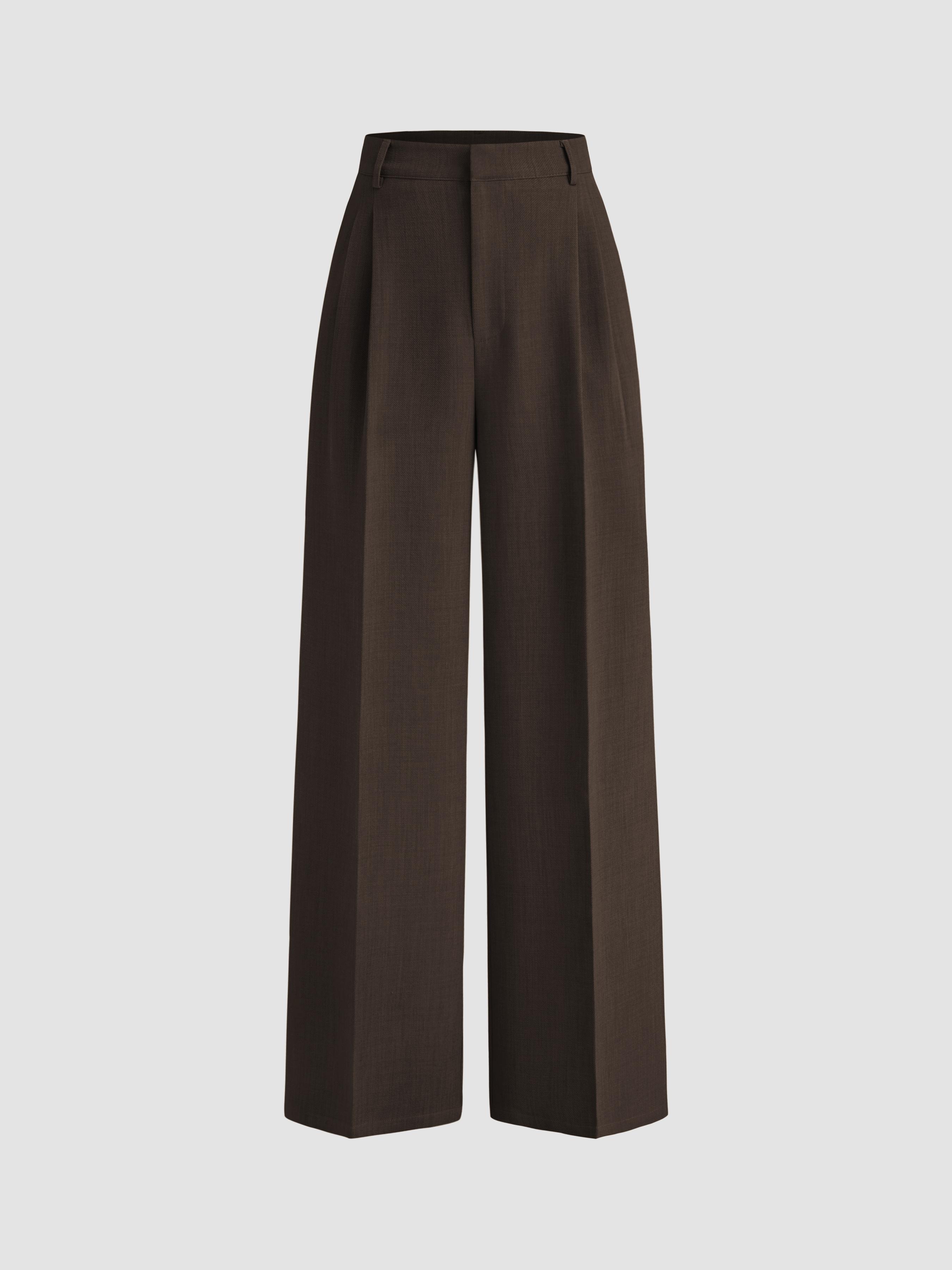 Mid Rise Pleated Wide Leg Trousers by CIDER