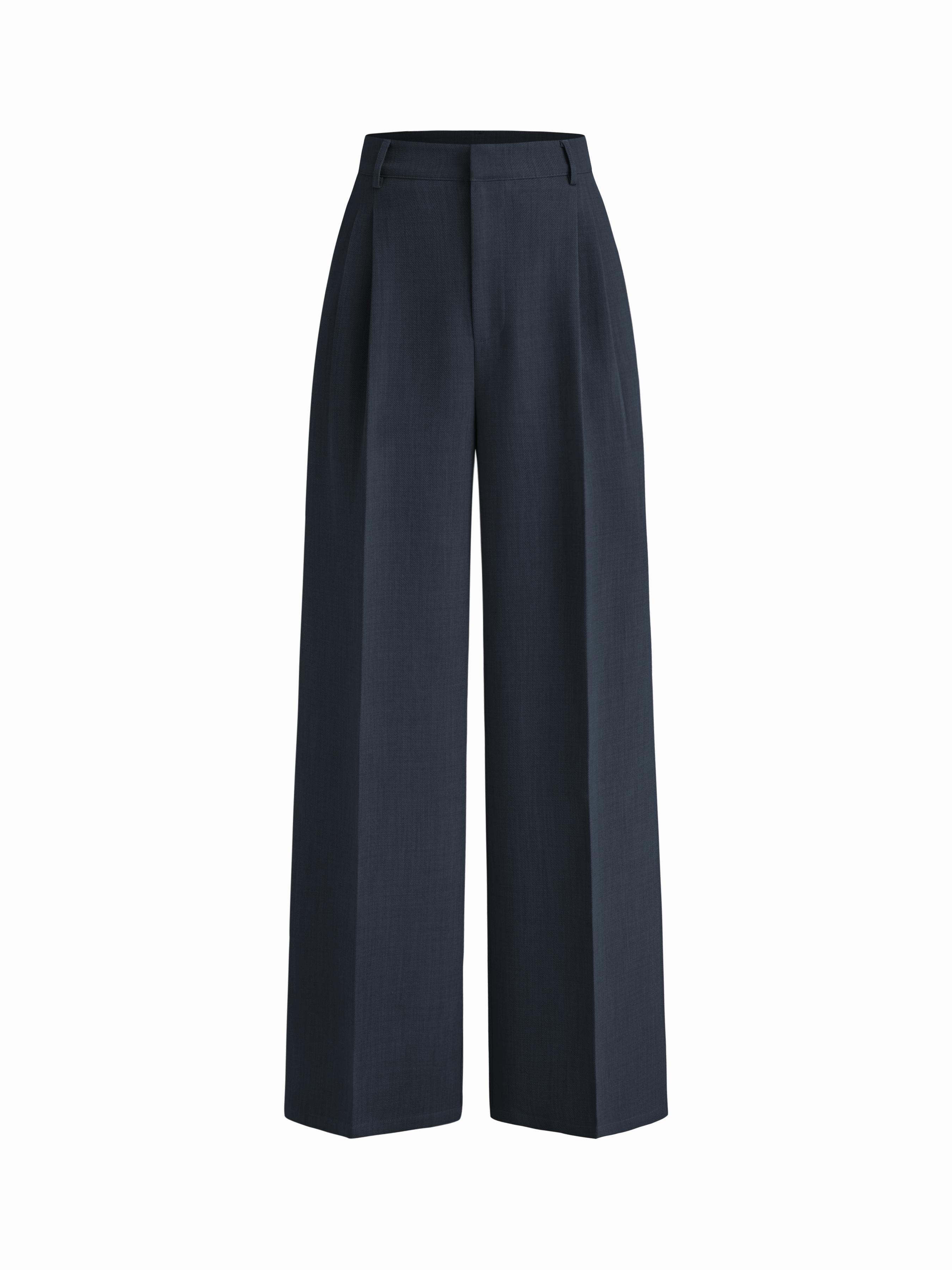 Mid Rise Pleated Wide Leg Trousers by CIDER