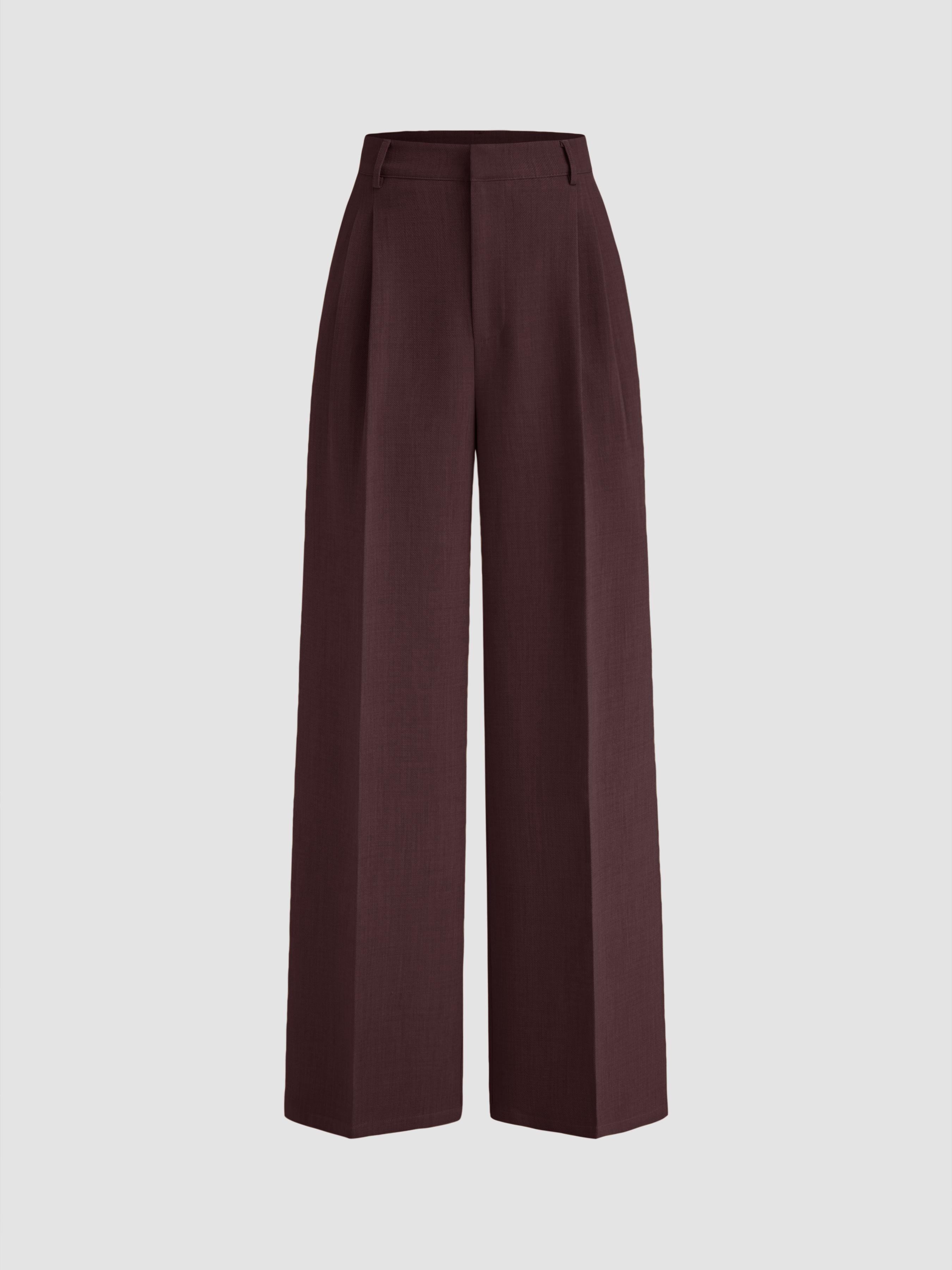 Mid Rise Pleated Wide Leg Trousers by CIDER