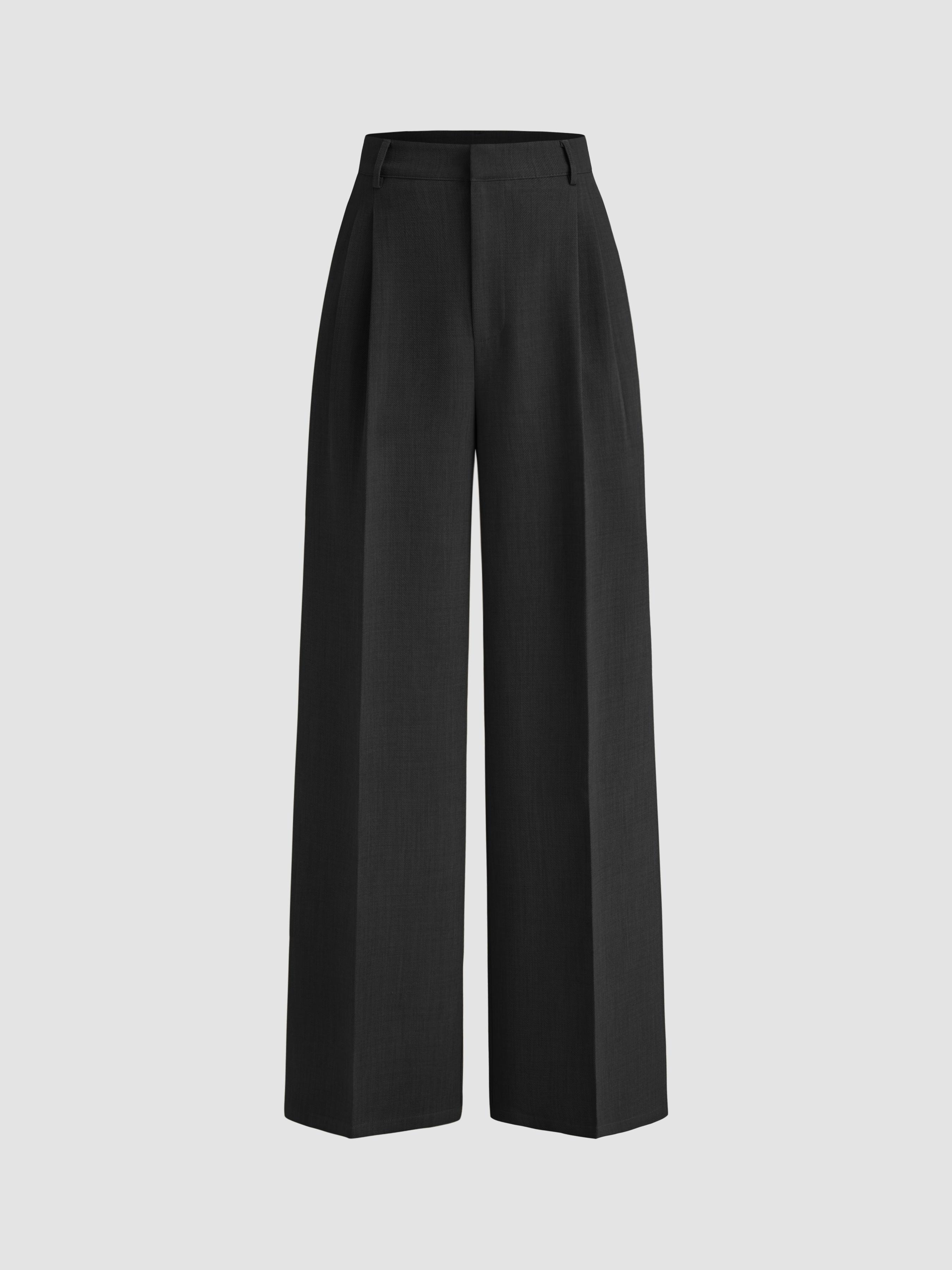 Mid Rise Pleated Wide Leg Trousers by CIDER
