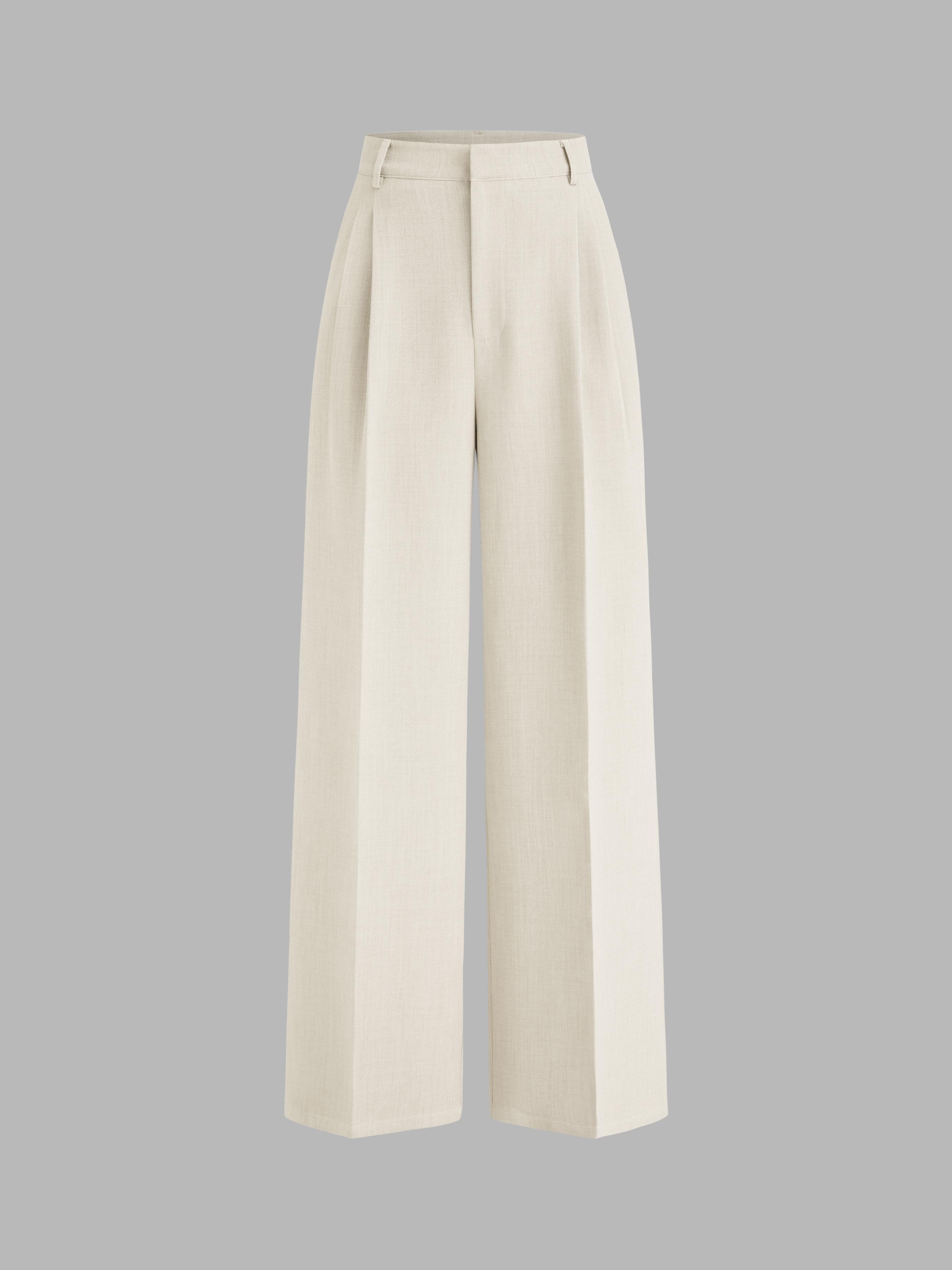 Mid Rise Pleated Wide Leg Trousers by CIDER