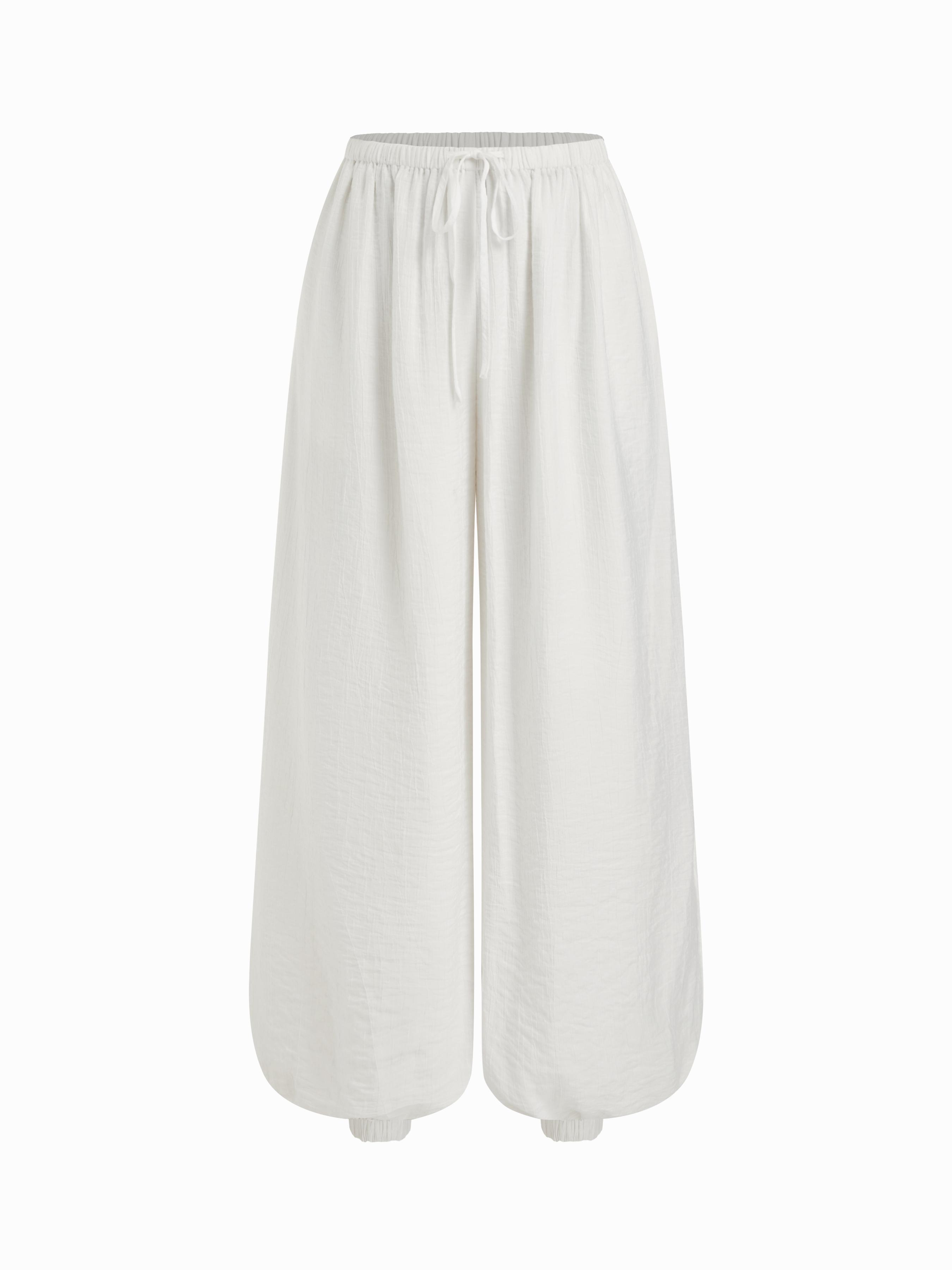 Mid Rise Ruched Drawstring Bloomer Trousers by CIDER