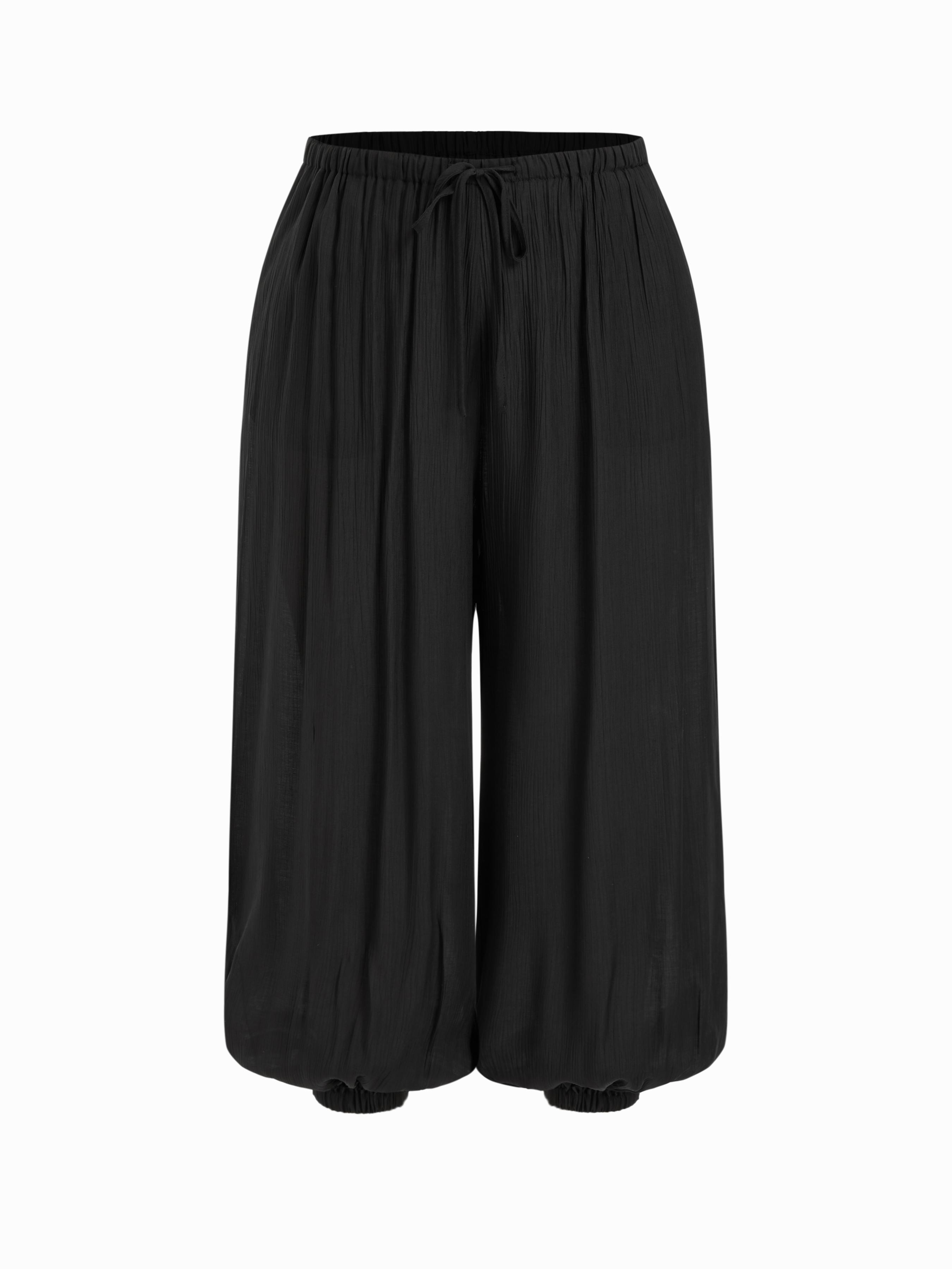 Mid Rise Ruched Drawstring Jogger Trousers Curve & Plus by CIDER