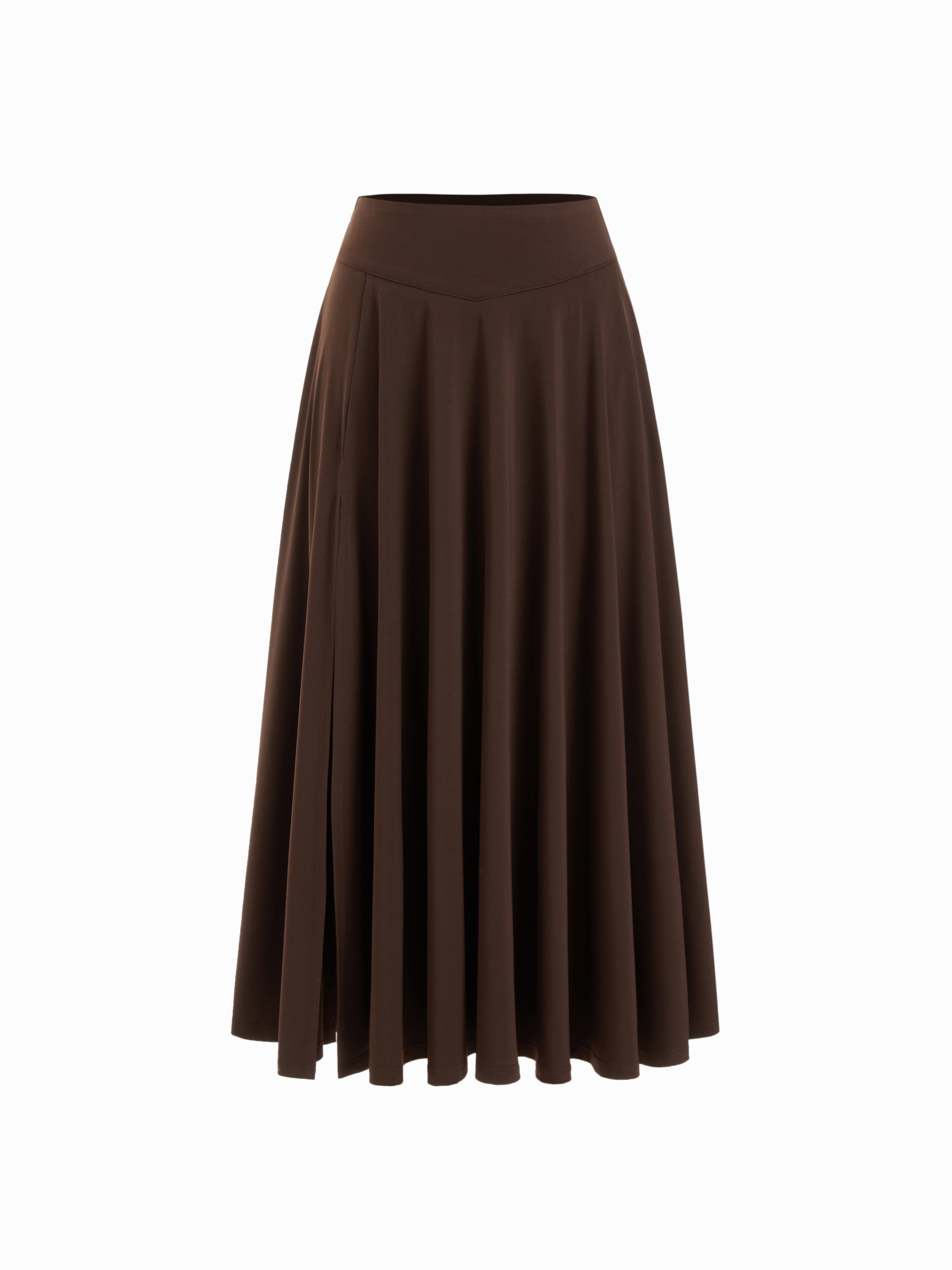 Mid Rise Solid Flared Maxi Skirt by CIDER