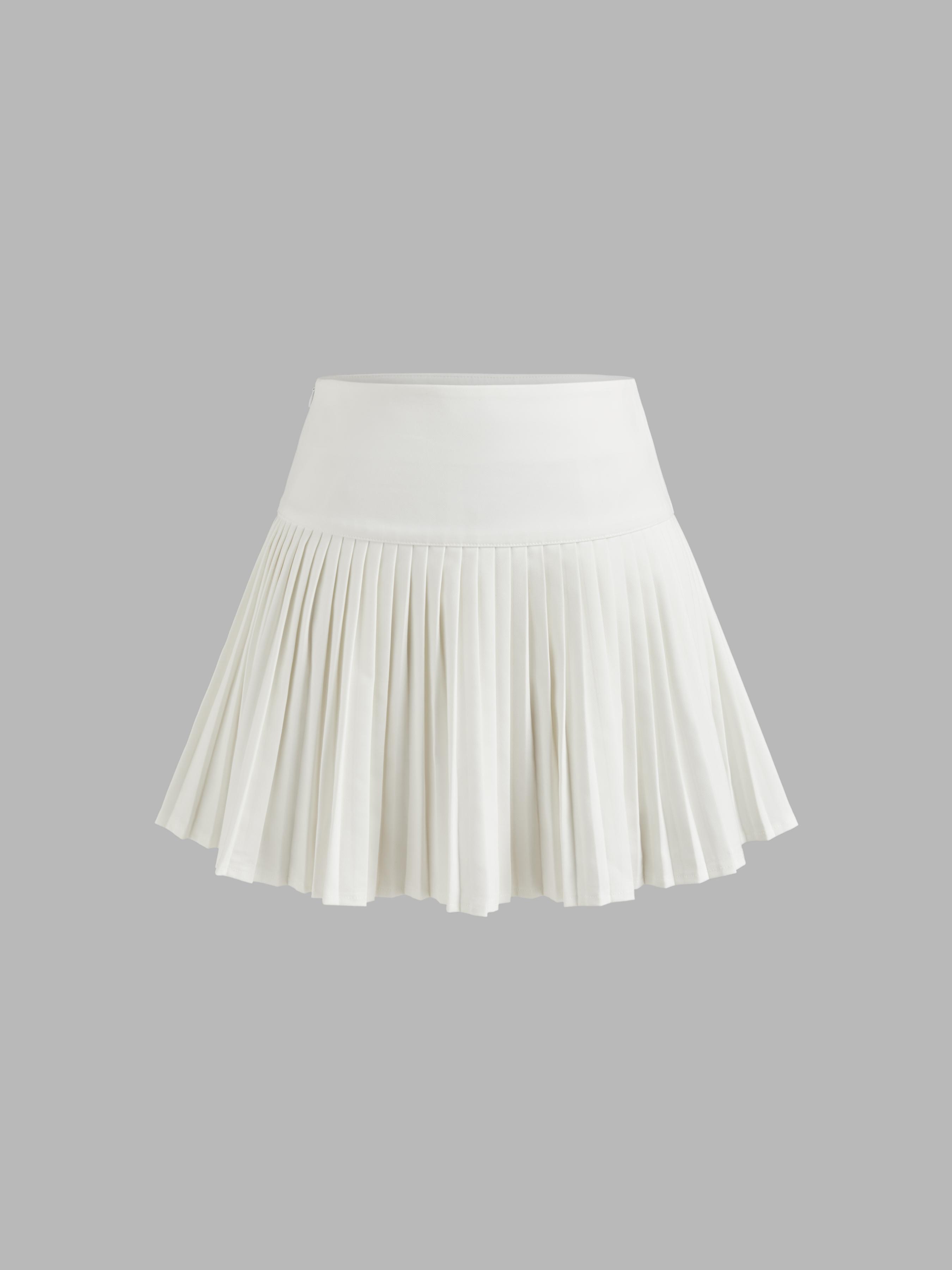 Mid Rise Solid Pleated Mini Skirt by CIDER