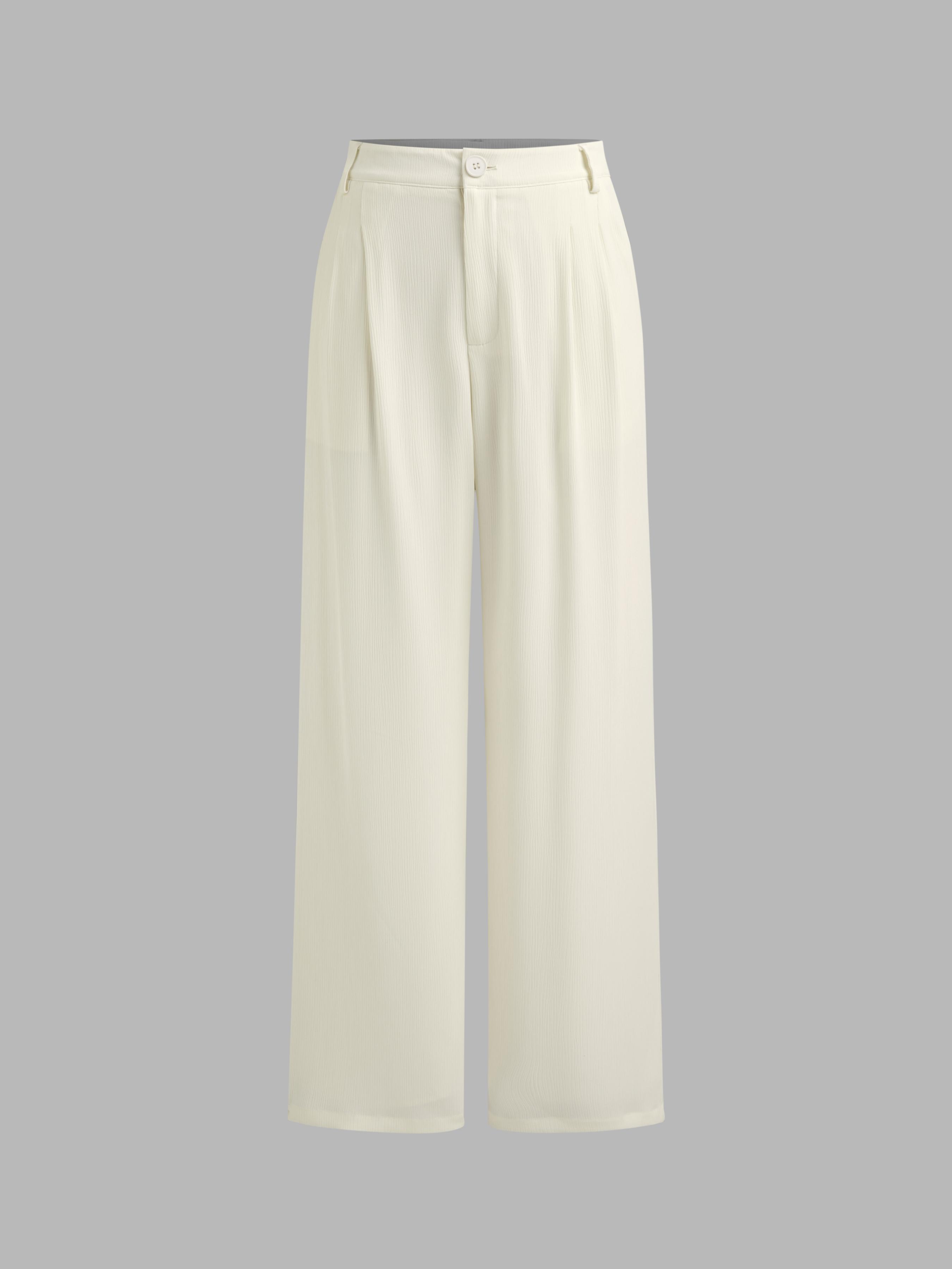 Mid Rise Solid Pocket Wide Leg Trousers by CIDER