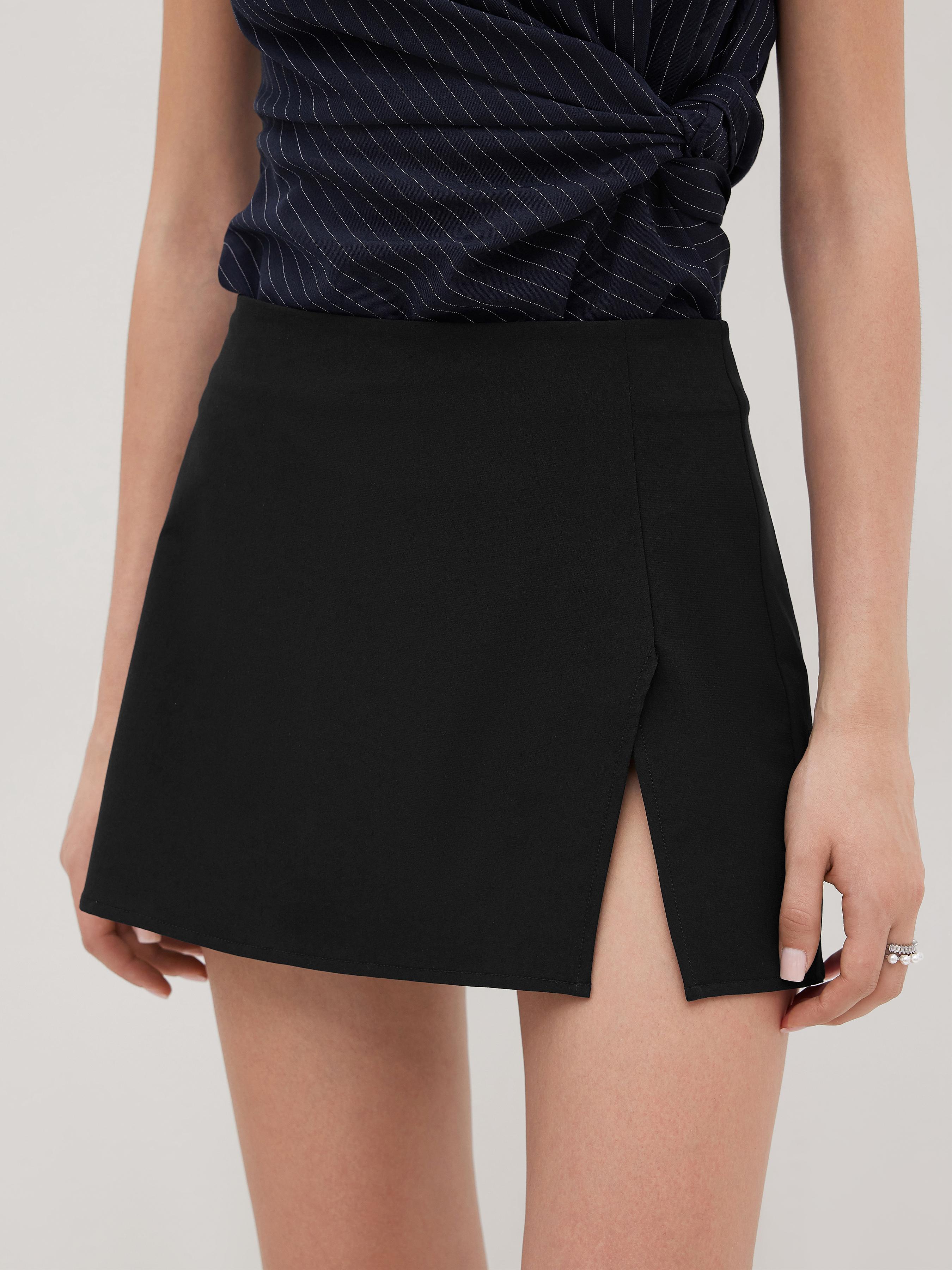 Mid Rise Split Mini Skirt by CIDER
