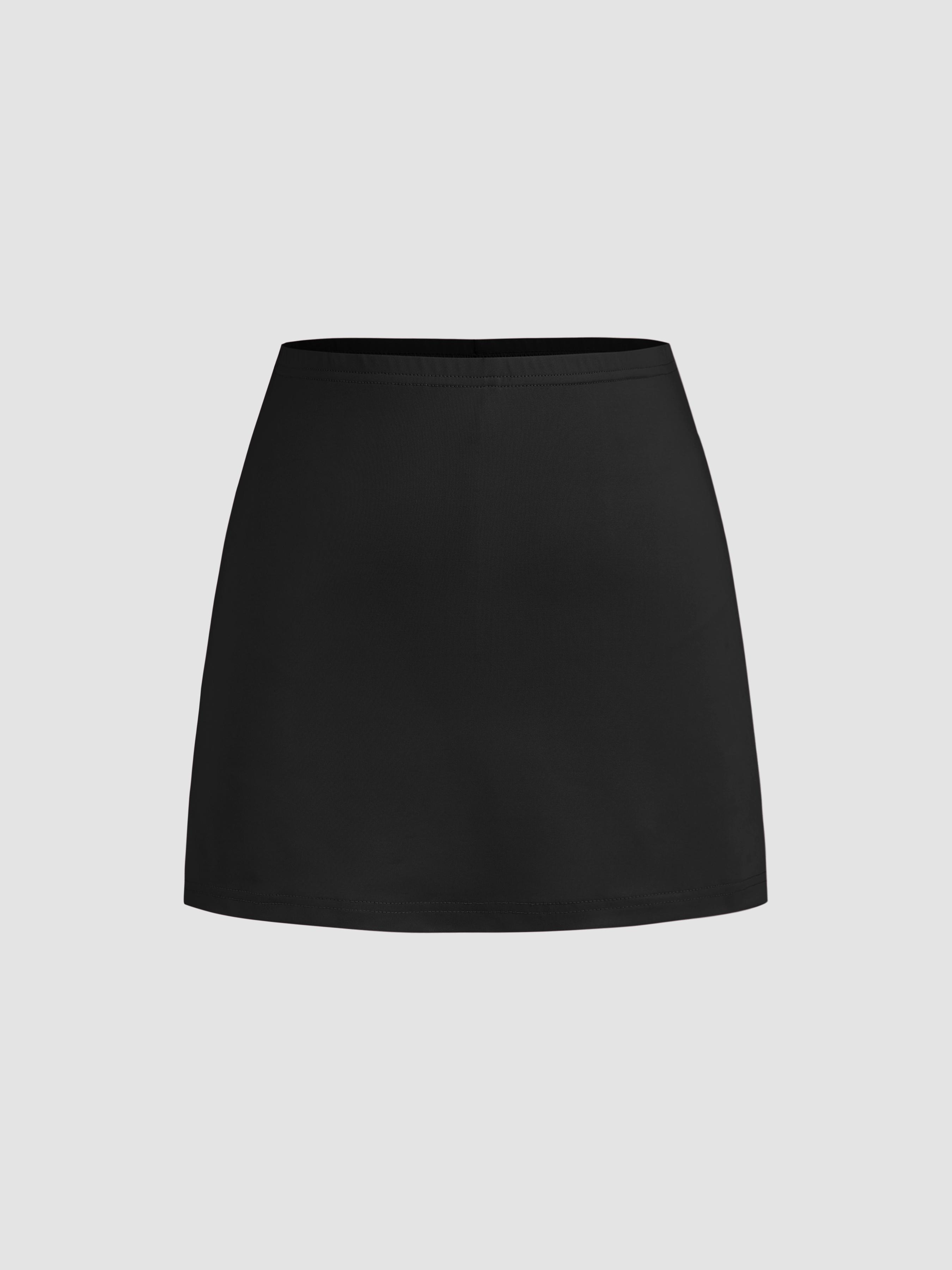 Mid Rise Split Solid Mini Skirt by CIDER