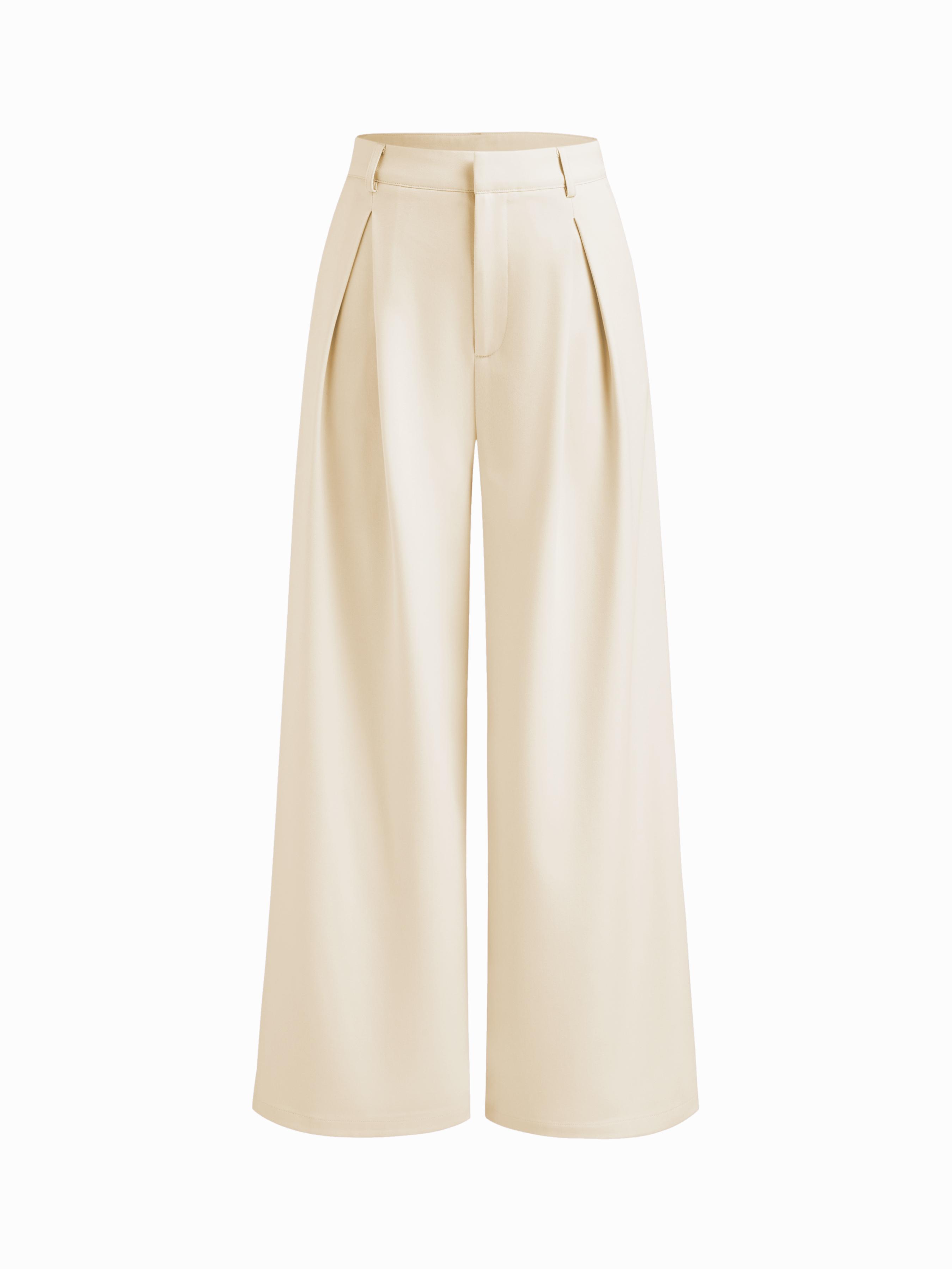 Mid Rise Straight Leg Pleated Trousers by CIDER