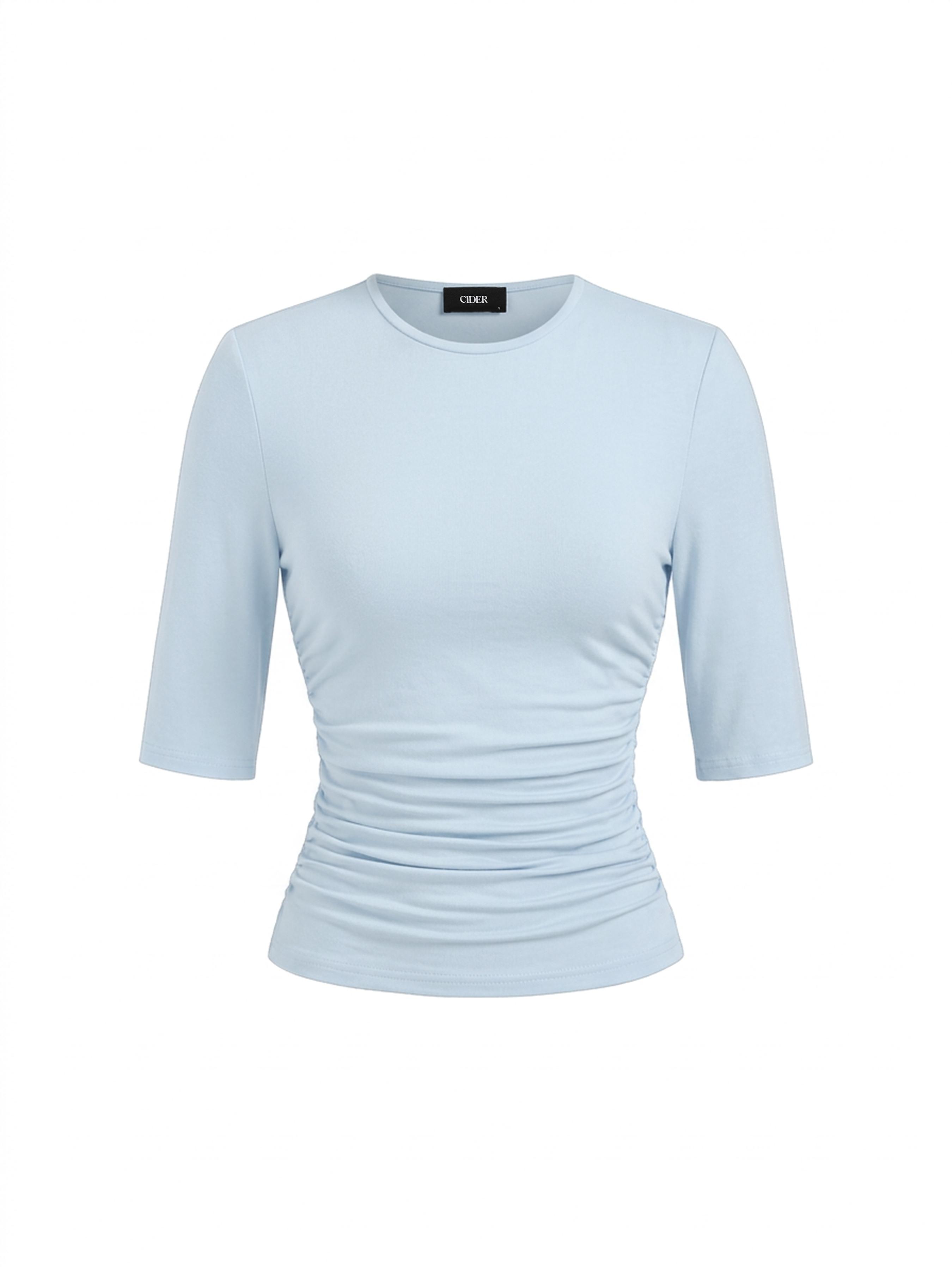 Mid Sleeve Ruched Tee by CIDER