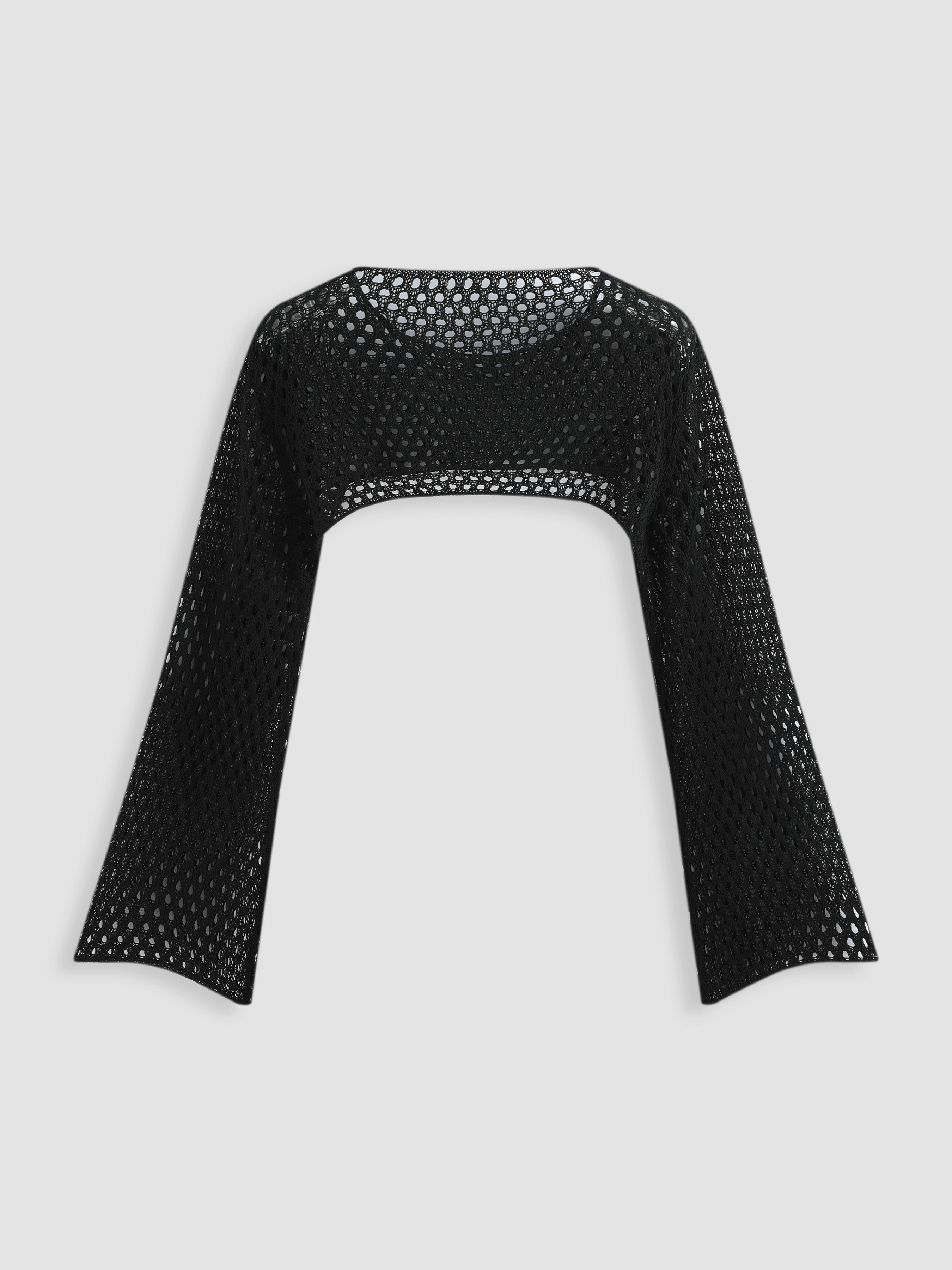Midnight Veil Ultra-Cropped Long Sleeve Shrug Curve & Plus by CIDER