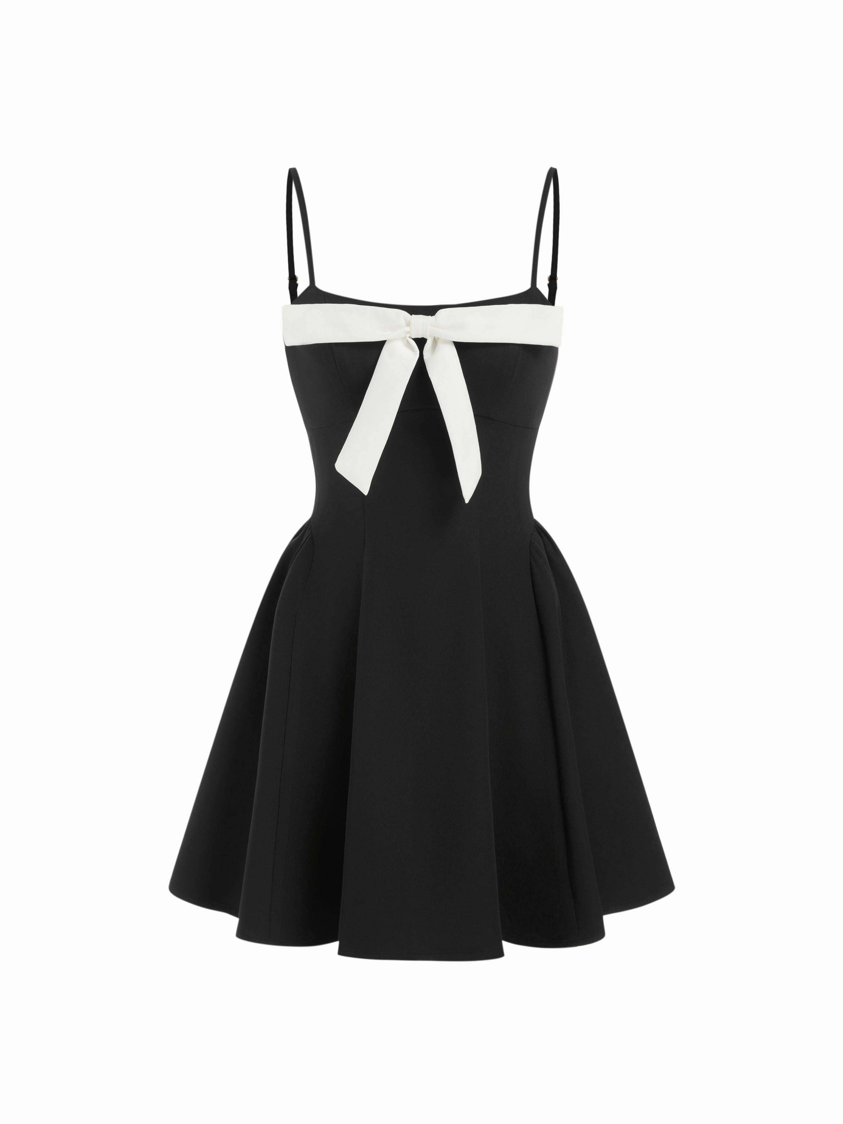 Mini-Kleid im A-Line mit Quadratausschnitt und Schleife by CIDER