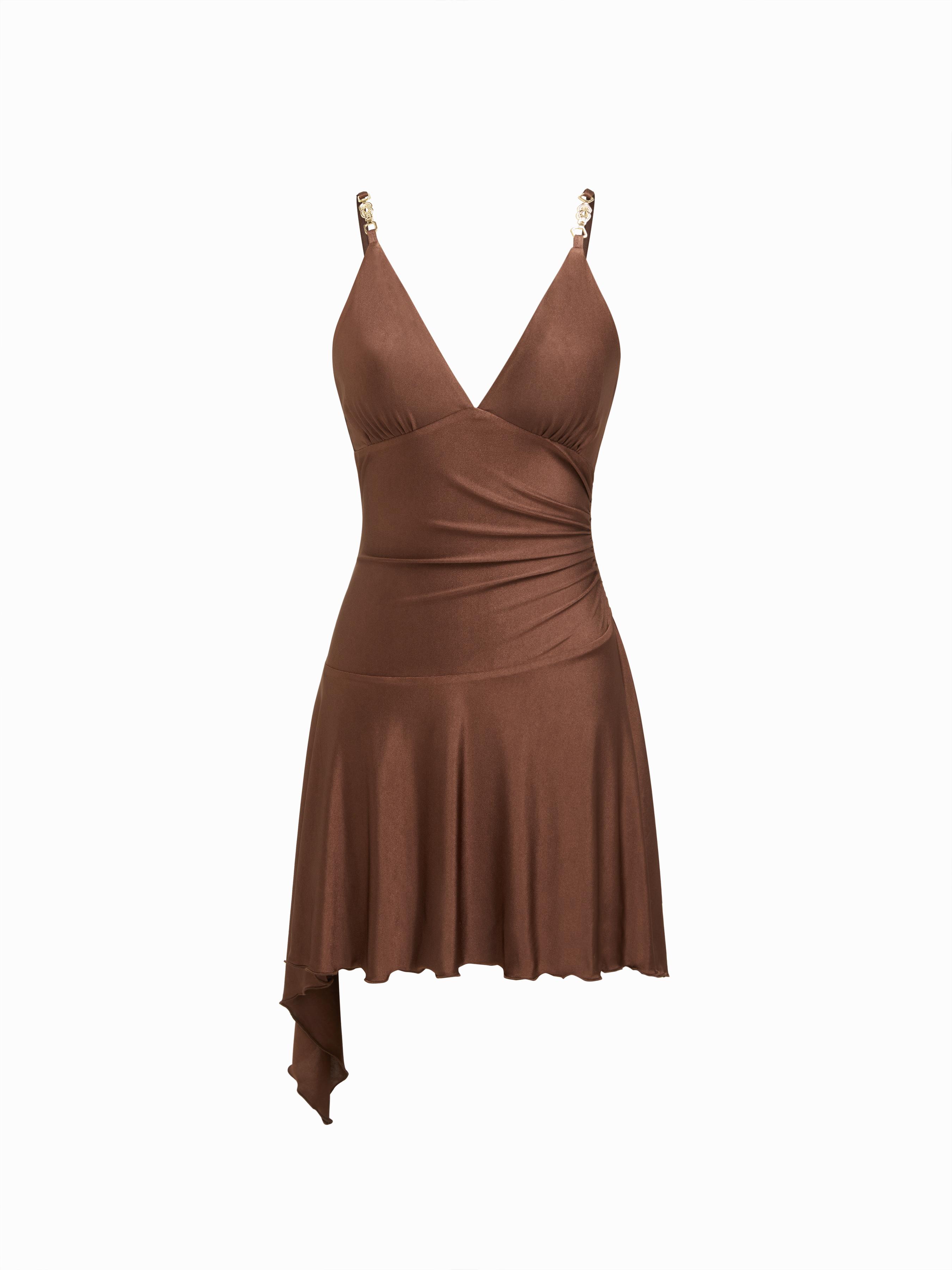 Mini-Kleid mit Ketten-Details, Rüschen und gekräuseltem Saum by CIDER Mini-Kleid mit Ketten-Details, Rüschen und gekräuseltem Saum by CIDER