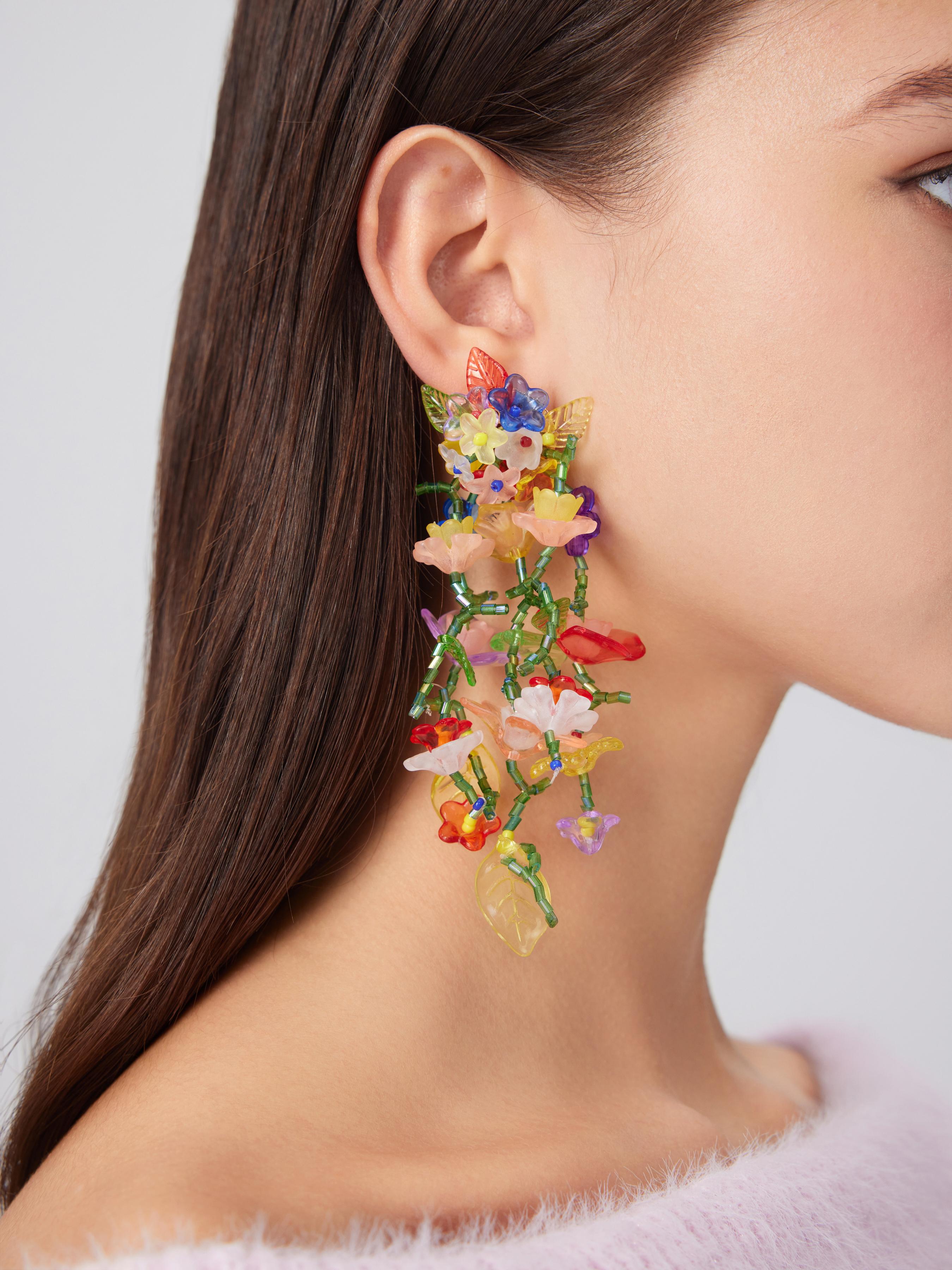 Multicolor Floral Beaded Drop Earrings by CIDER