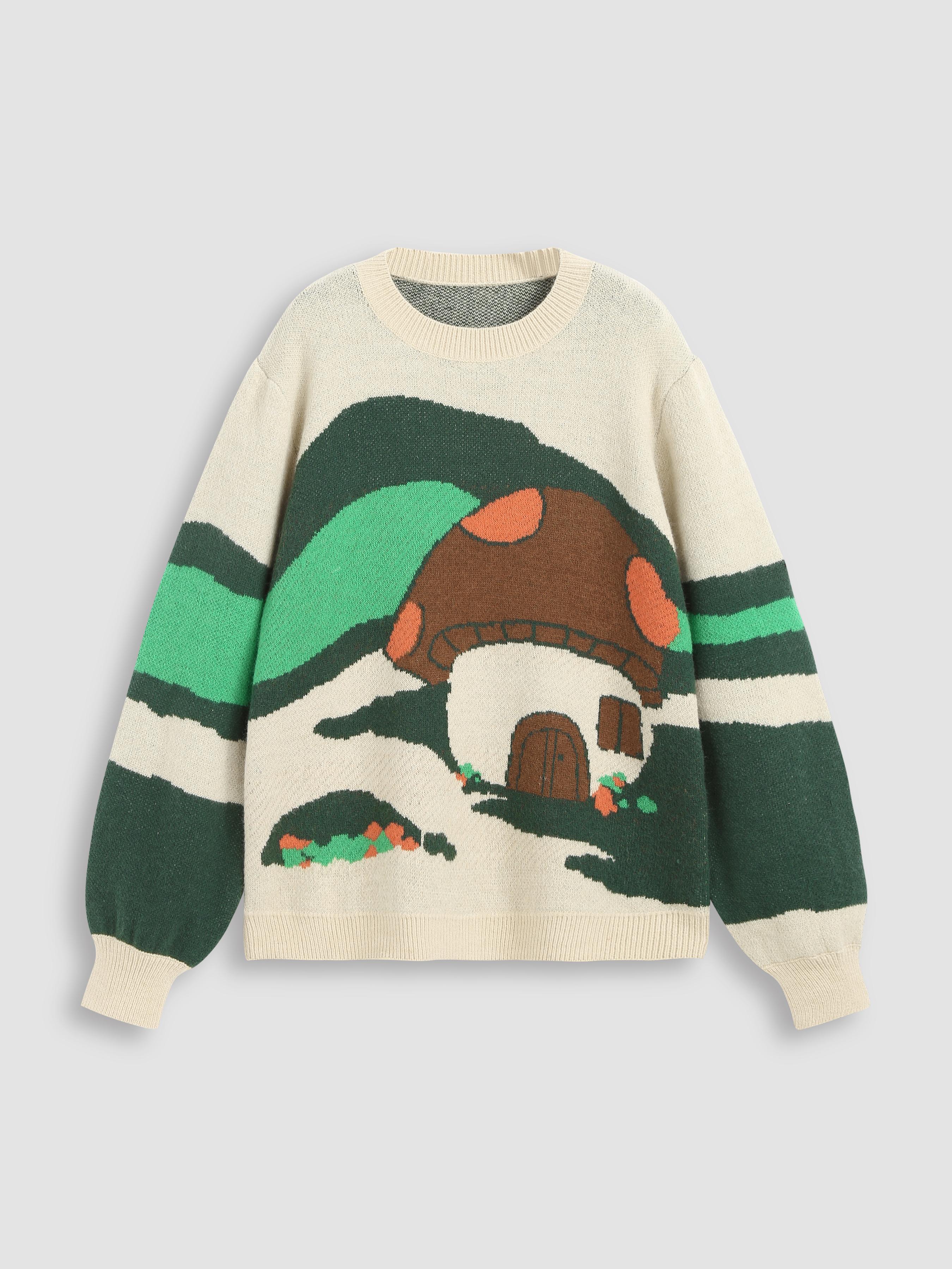 Mushroom Long Sleeve Knitted Sweater by CIDER