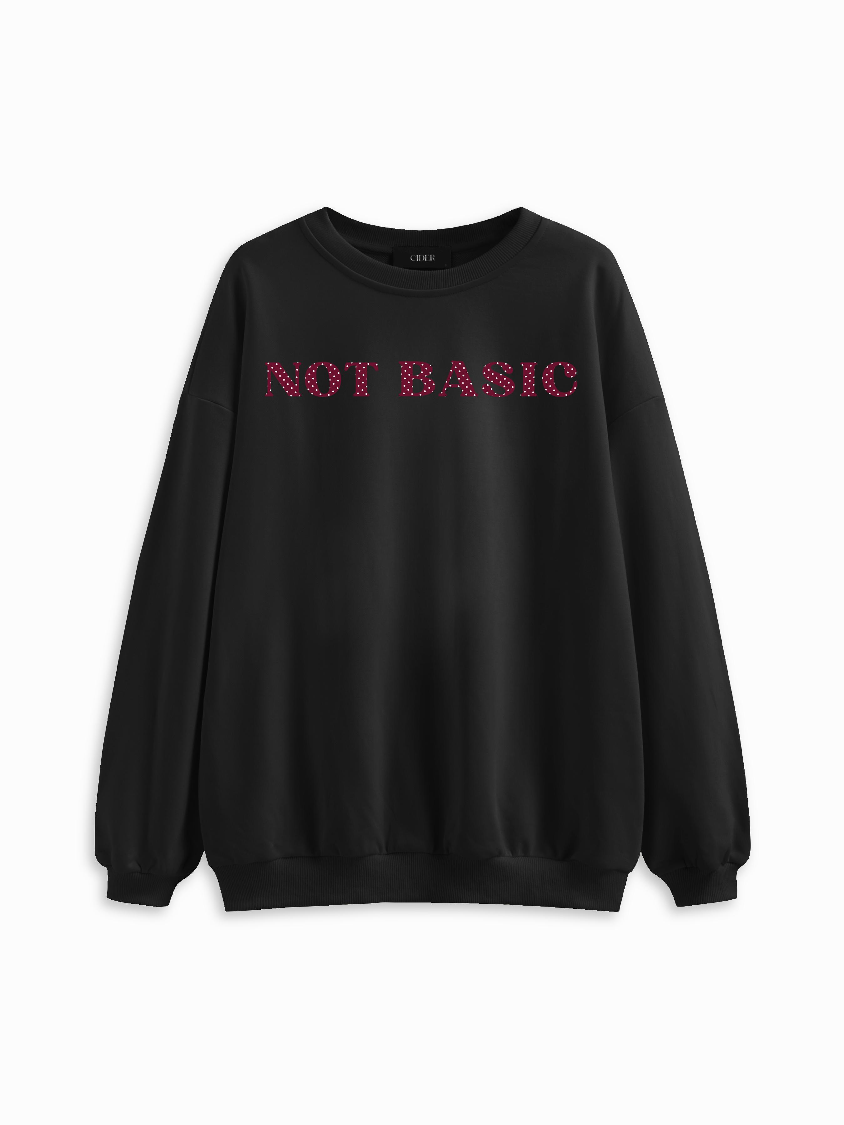 NOT BASIC Graphic Cotton-blend Round Neckline Oversized Sweatshirt by CIDER