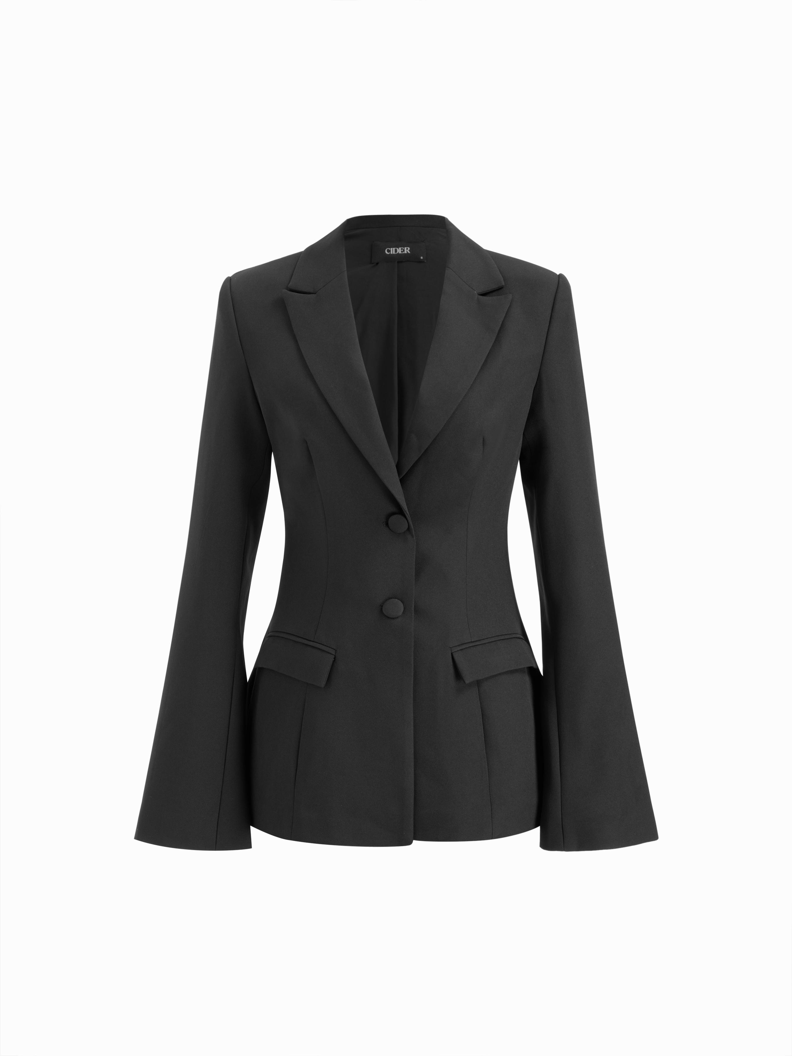 Notched Collar Bell Sleeve Button Blazer by CIDER