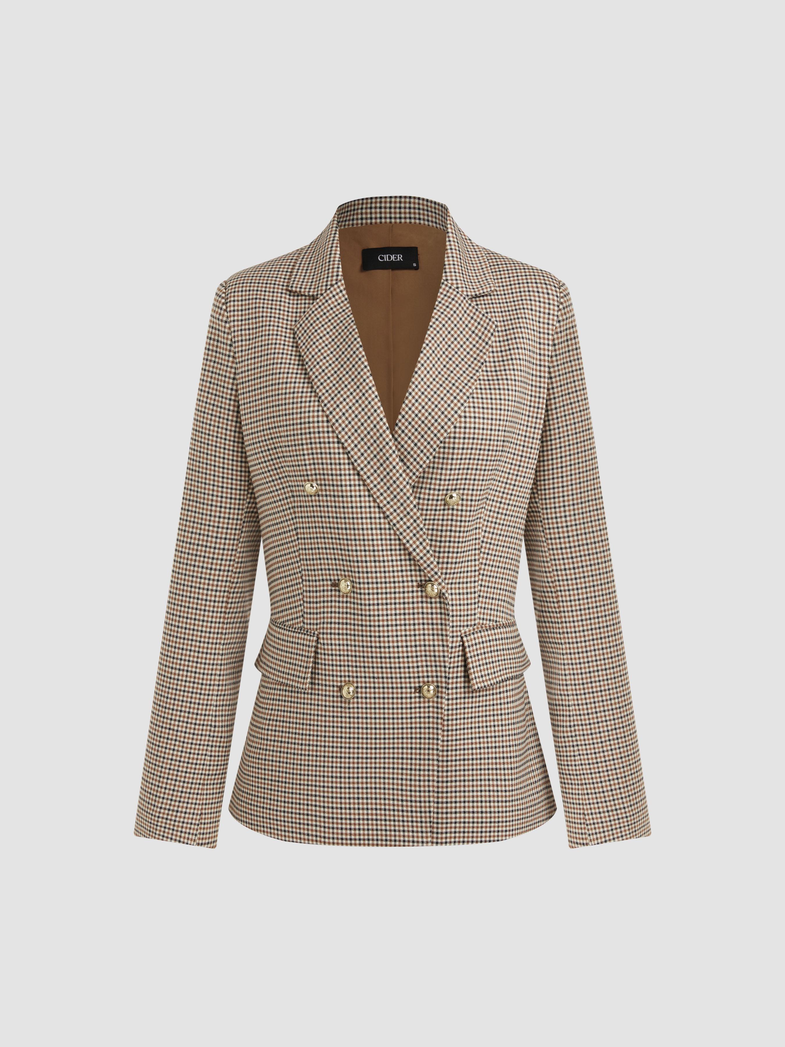 Notched Collar Check Blazer by CIDER