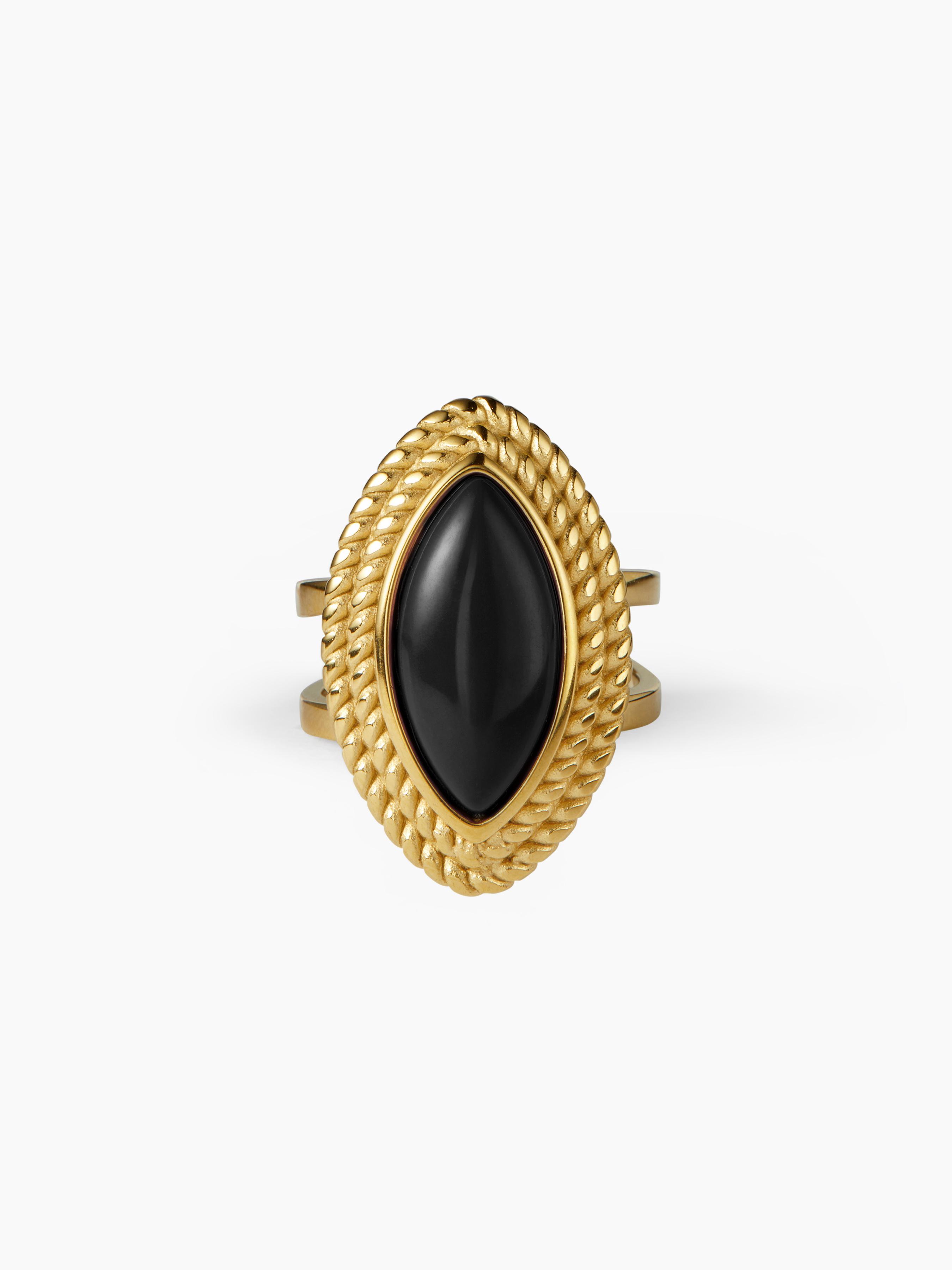 ONYX 18K GOLD PLATED STAINLESS STEEL RING by CIDER