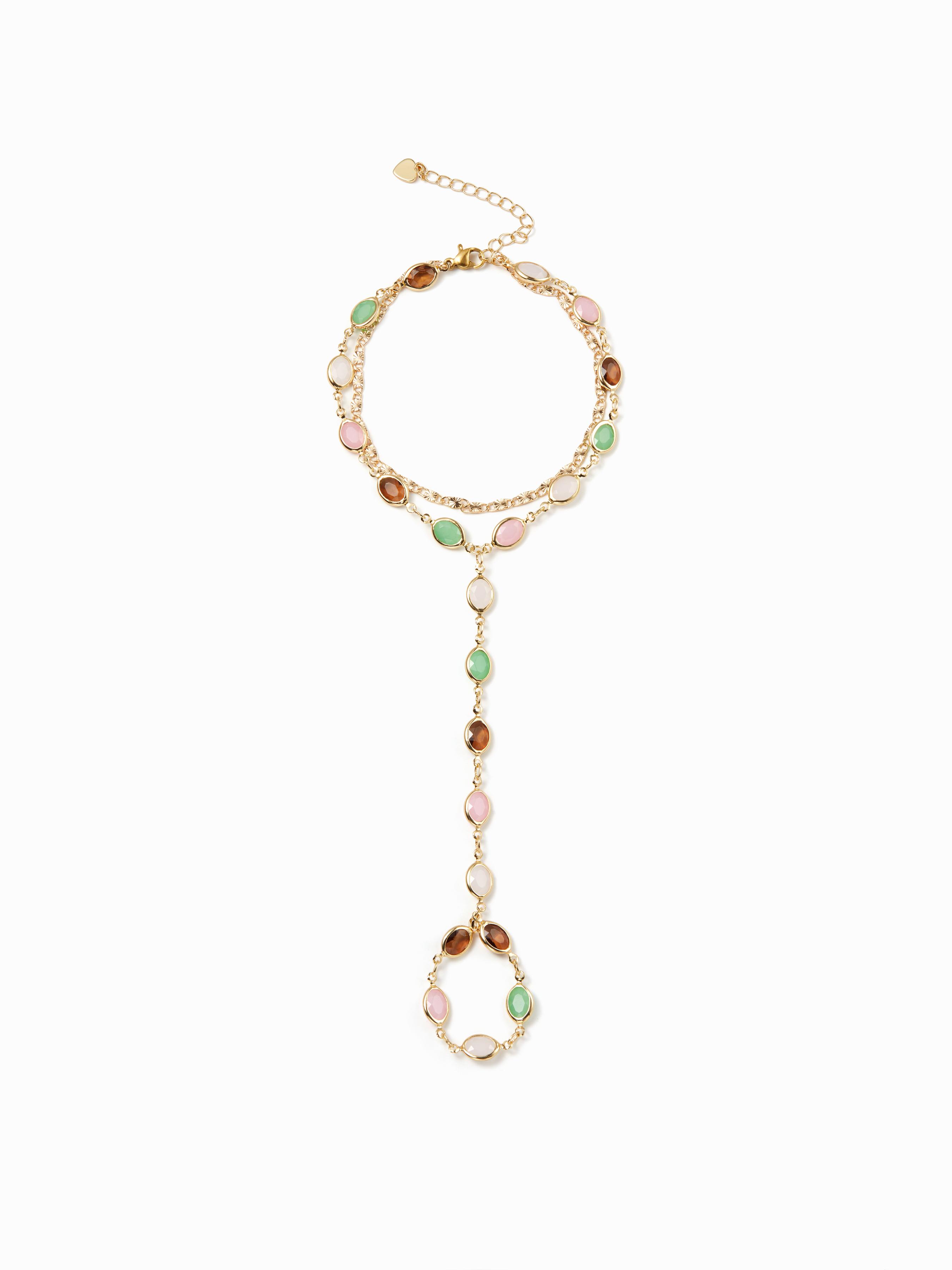 OVAL RESIN LAYERED HAND CHAIN BRACELET by CIDER