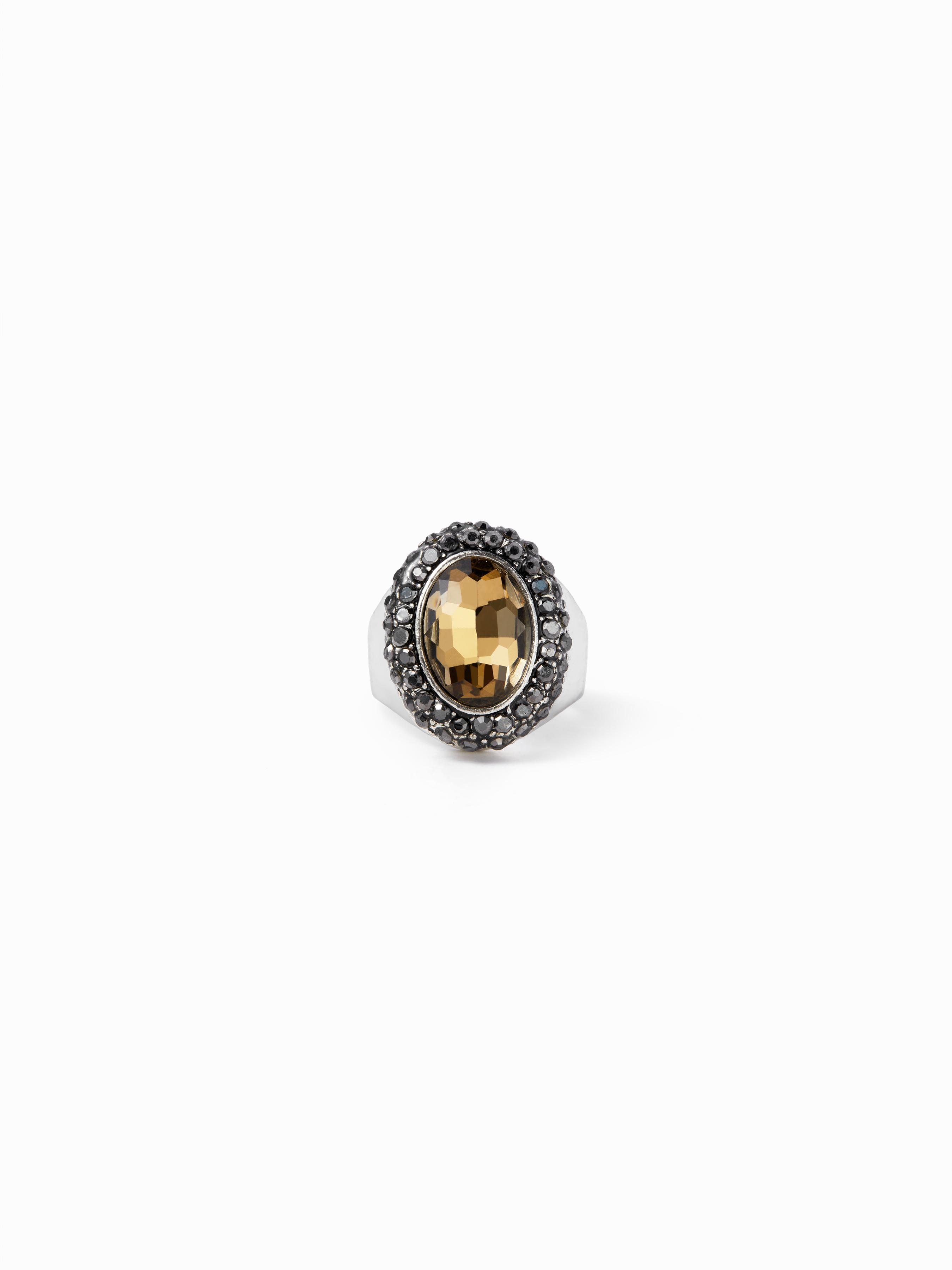 OVAL RHINESTONE OPEN RING by CIDER