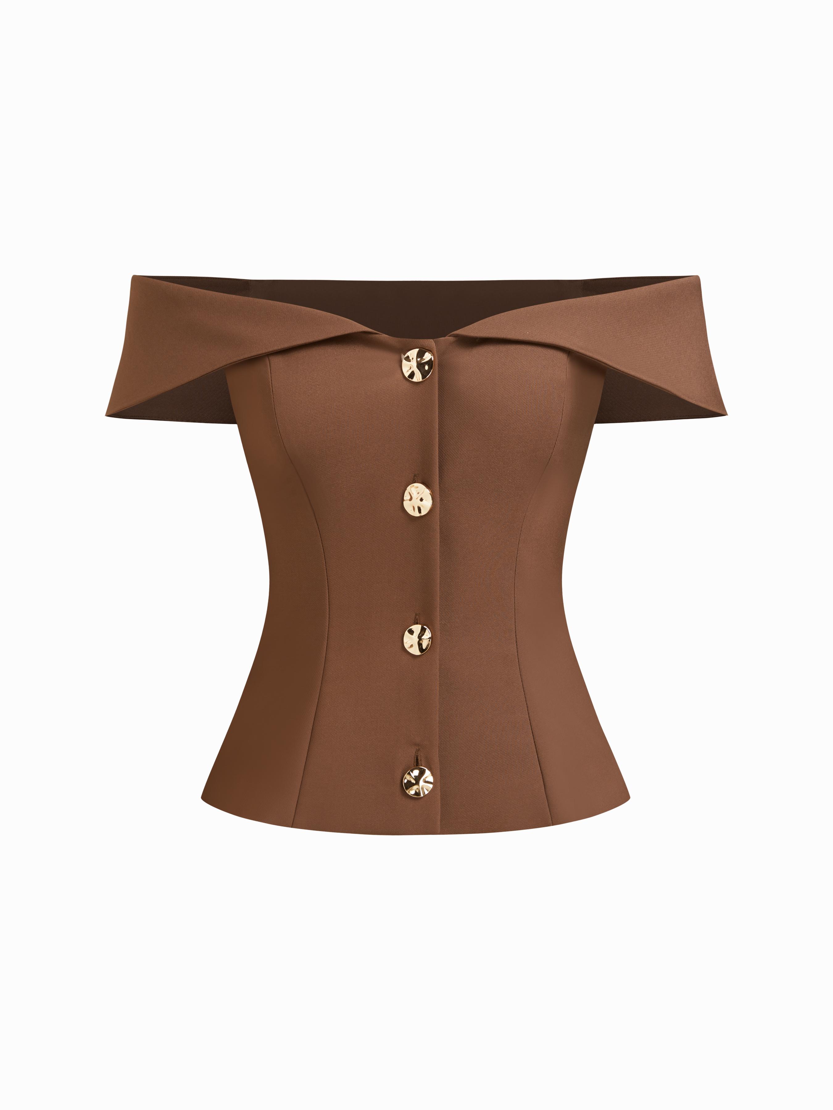 Off-Shoulder Top With Metal Detail by CIDER