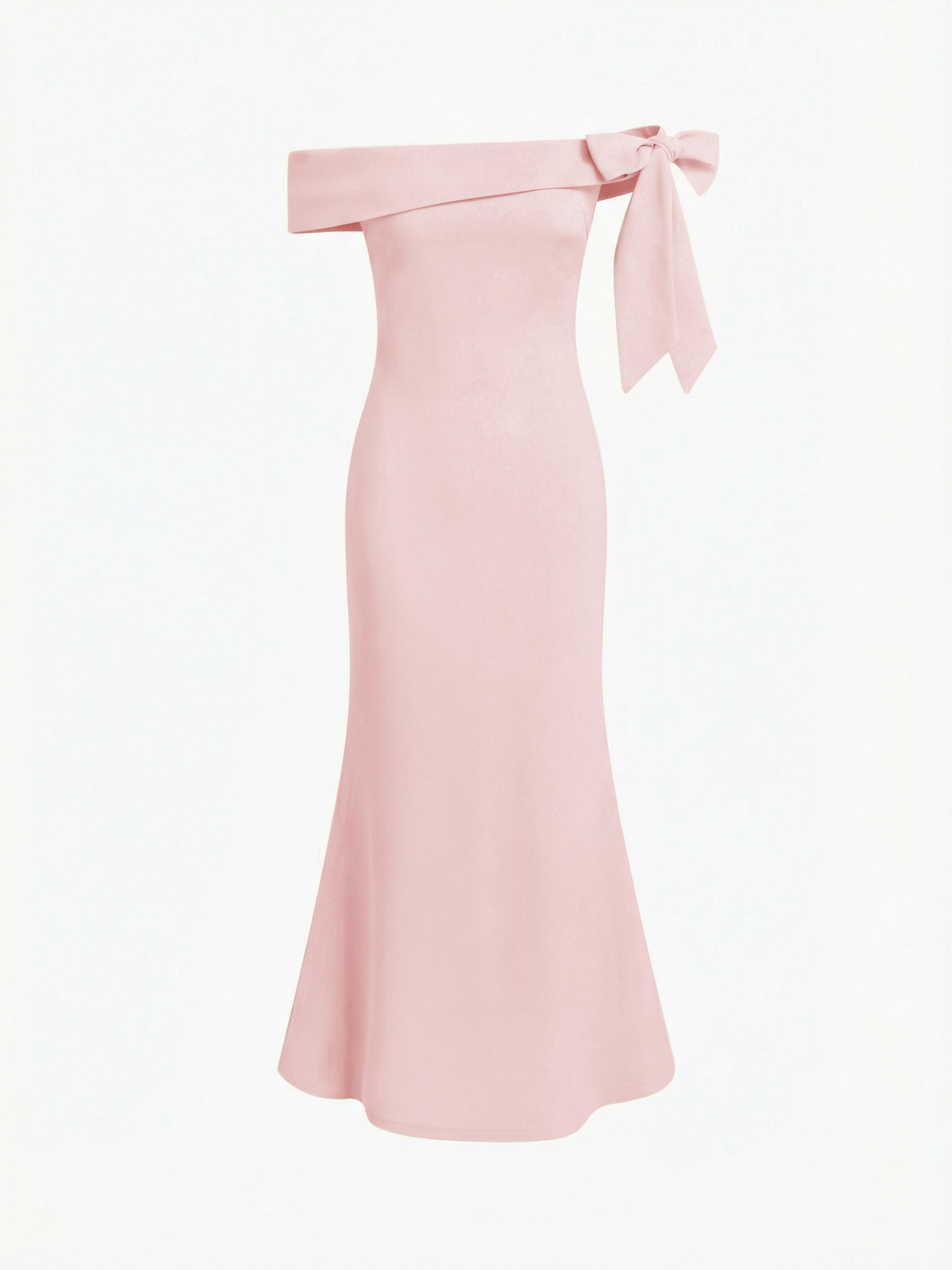 Off-shoulder Asymmetrical Bowknot Mermaid Maxi Dress by CIDER