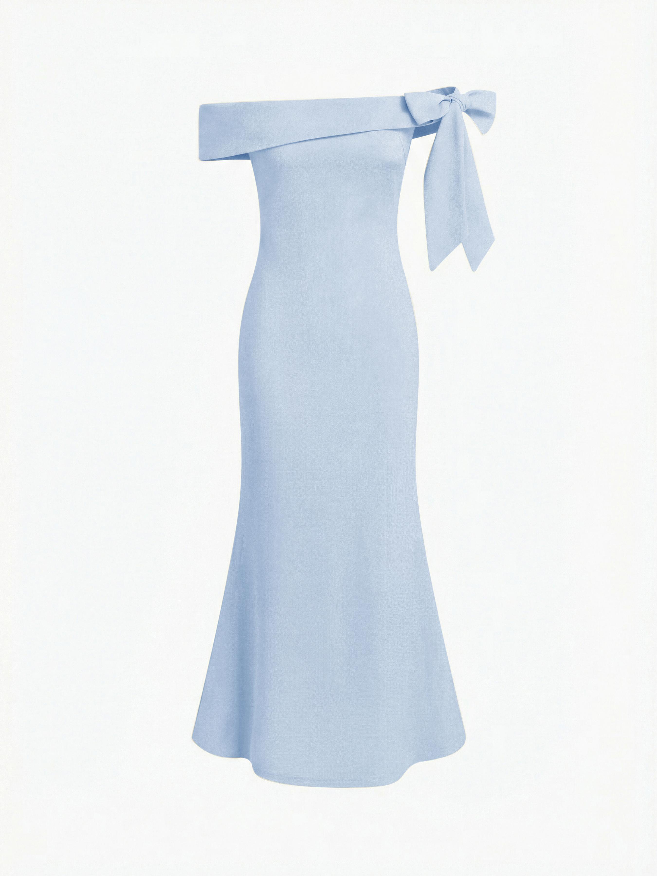Off-shoulder Asymmetrical Bowknot Mermaid Maxi Dress by CIDER