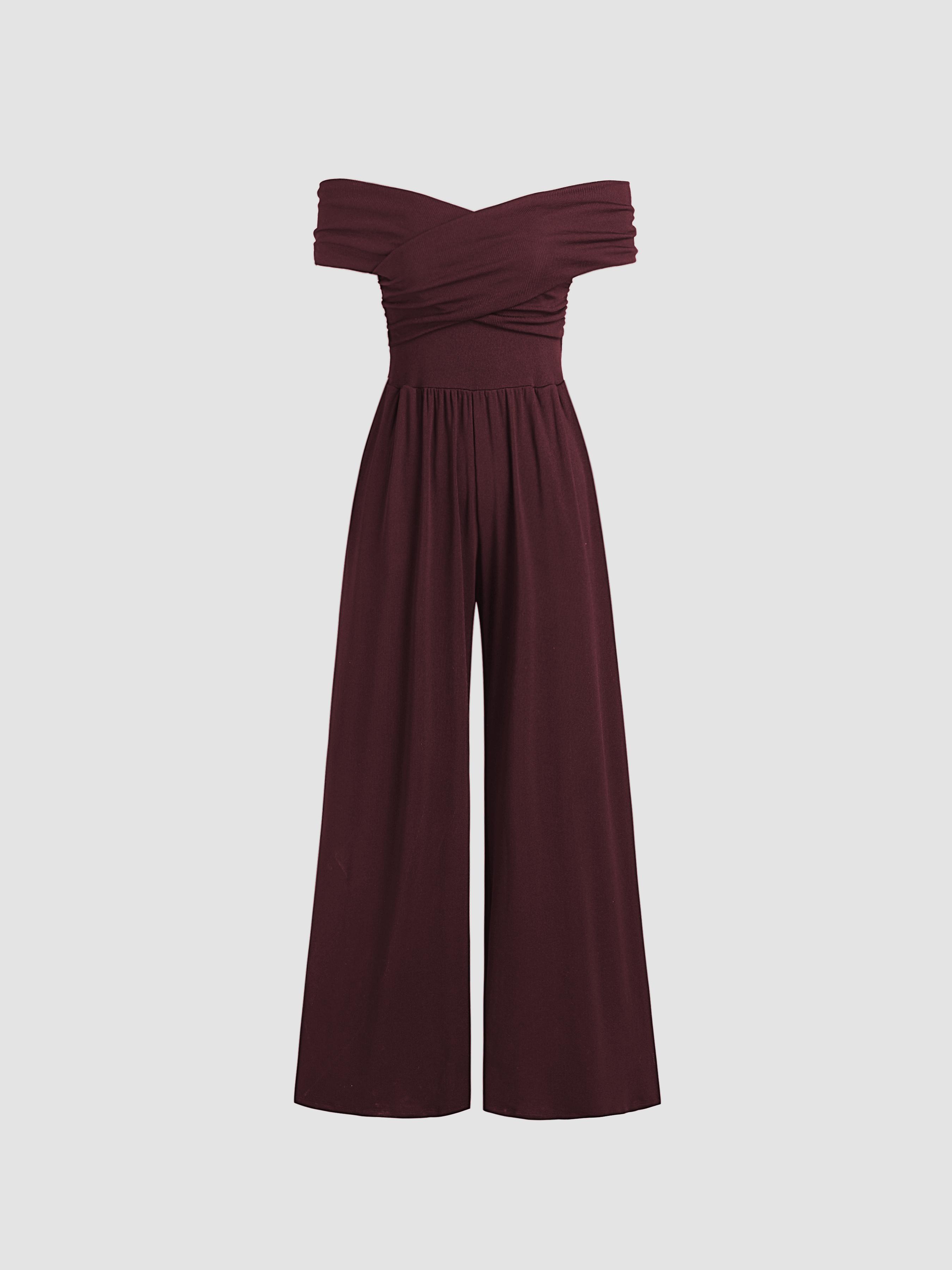 Off-shoulder Criss Cross Jumpsuit by CIDER