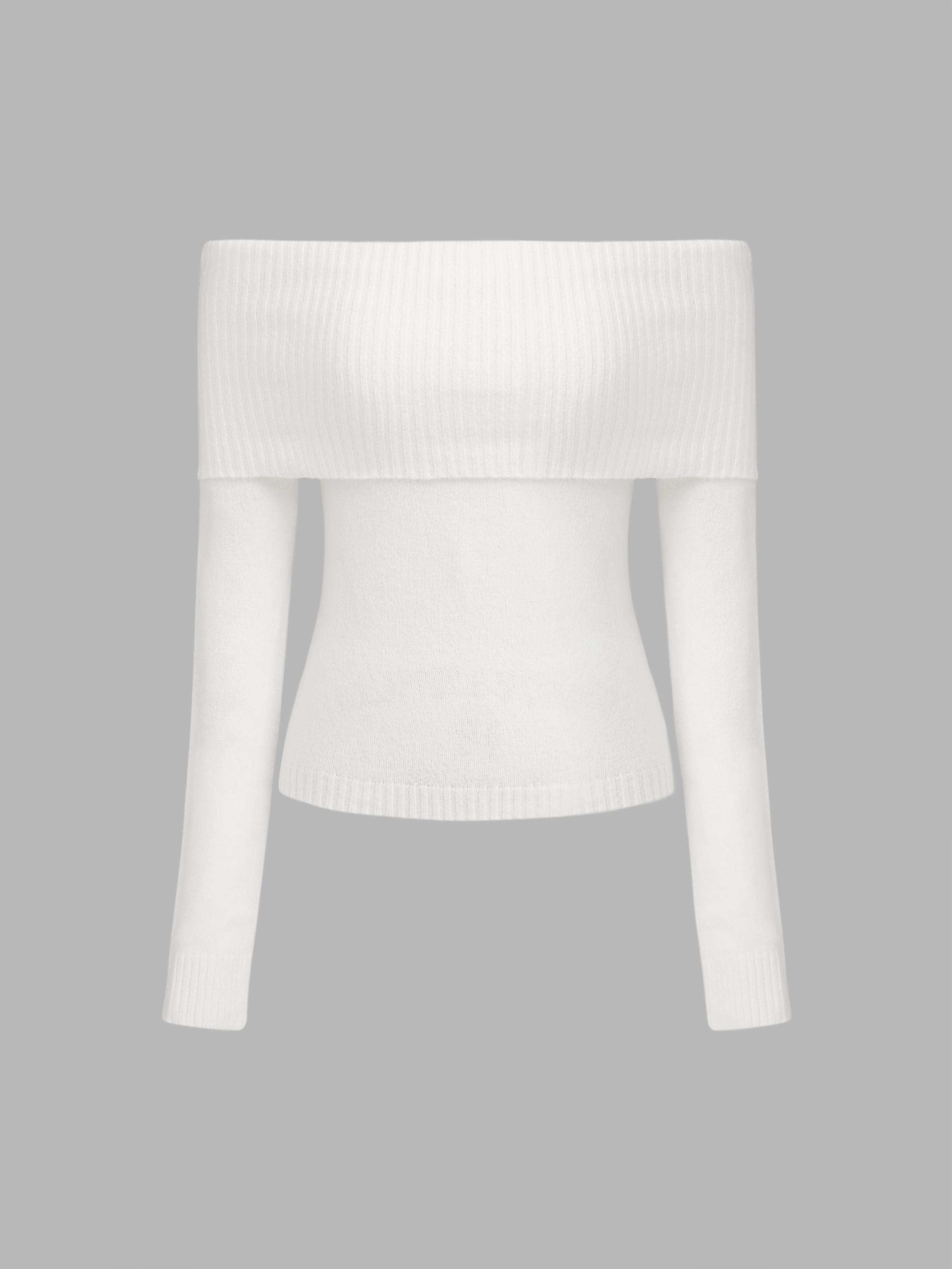 Off-shoulder Knitted Long Sleeve Top by CIDER