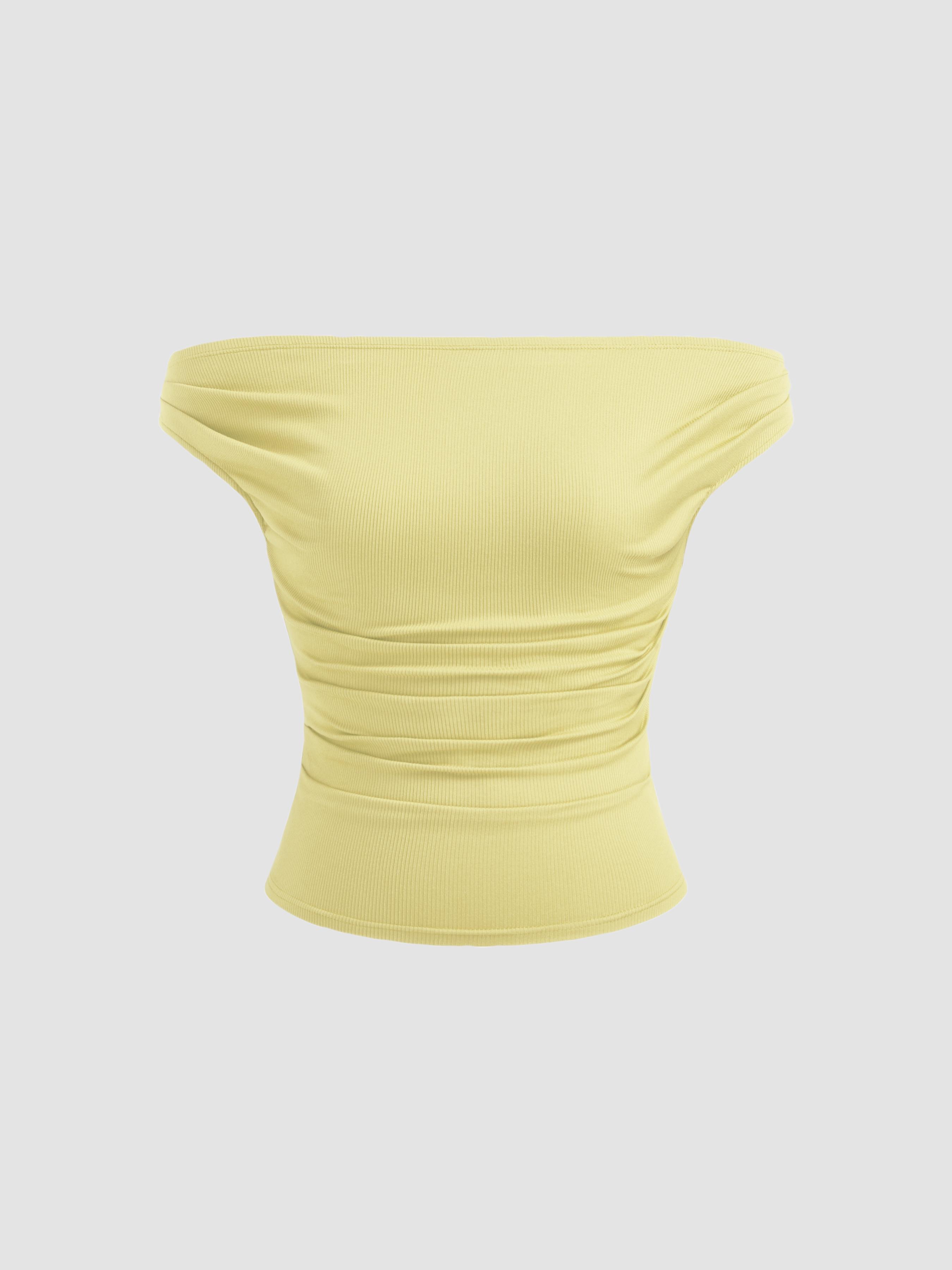 Off-shoulder Ruched Top by CIDER