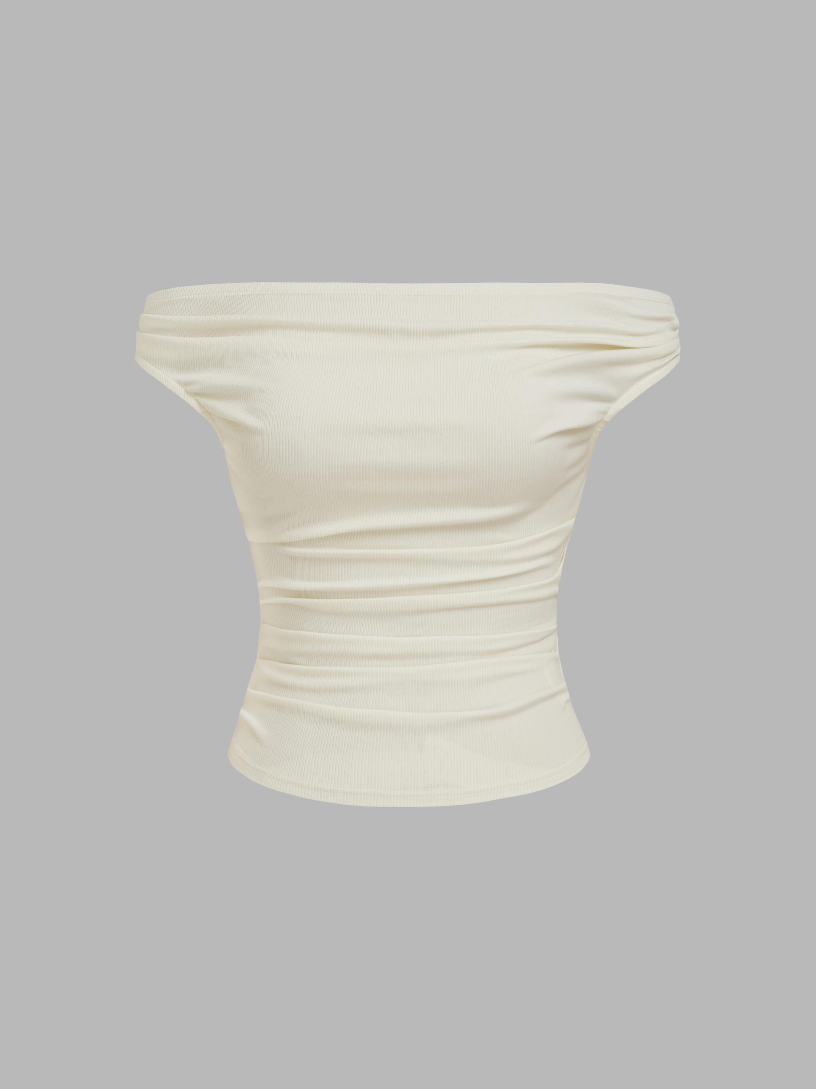 Off-shoulder Ruched Top by CIDER