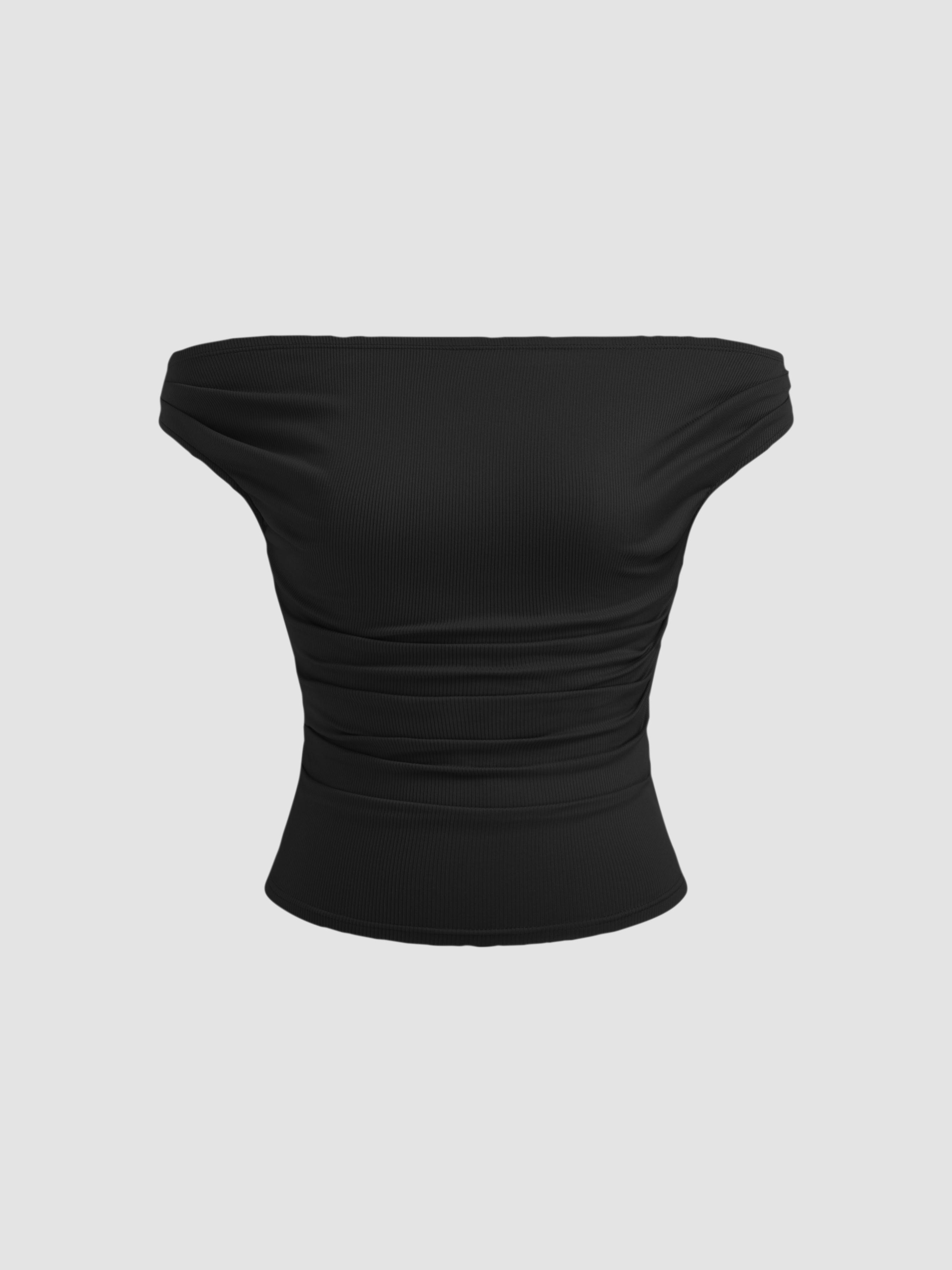 Off-shoulder Ruched Top by CIDER