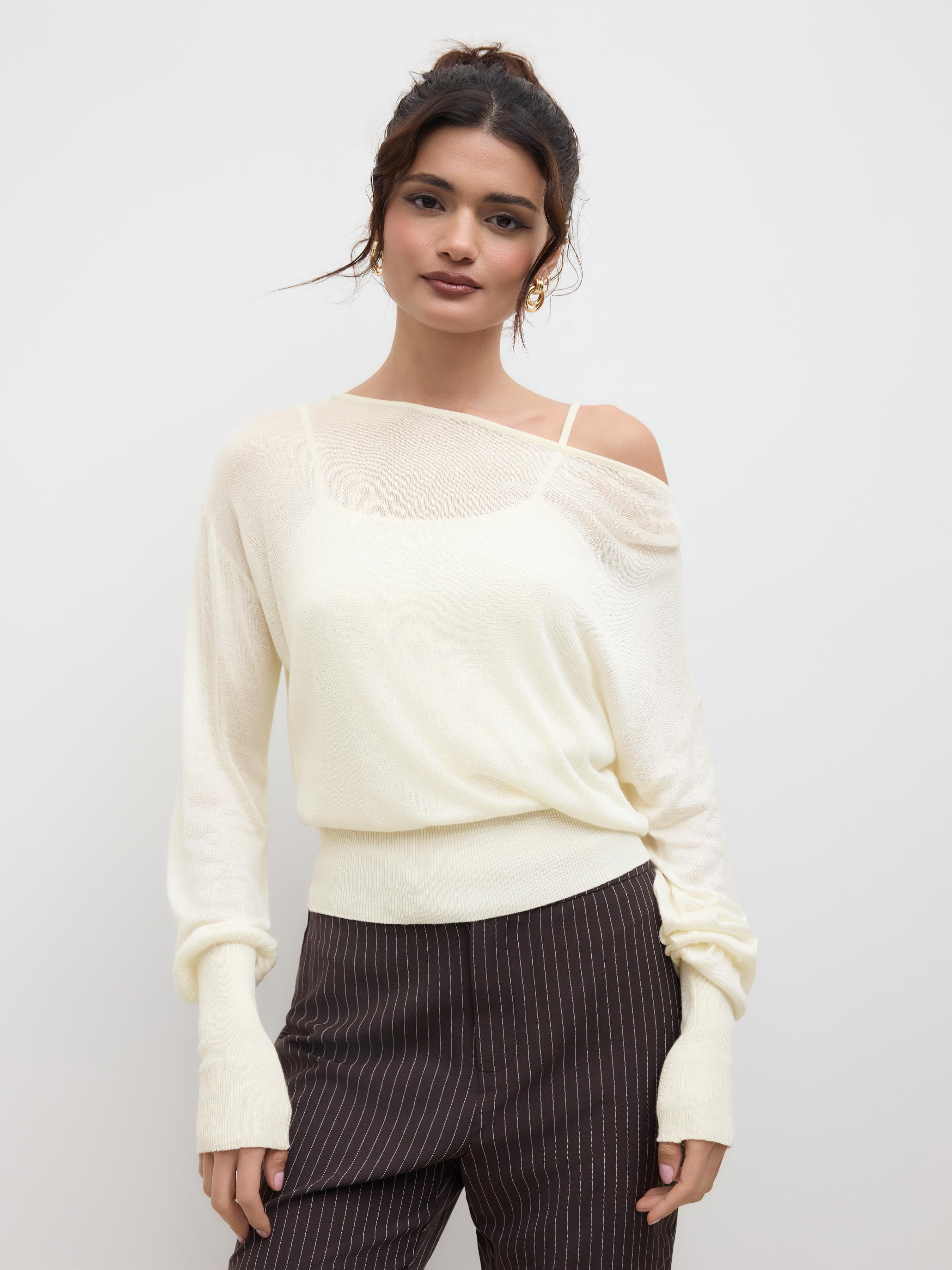 Oversized Off-shoulder Two-piece Knitted Top by CIDER