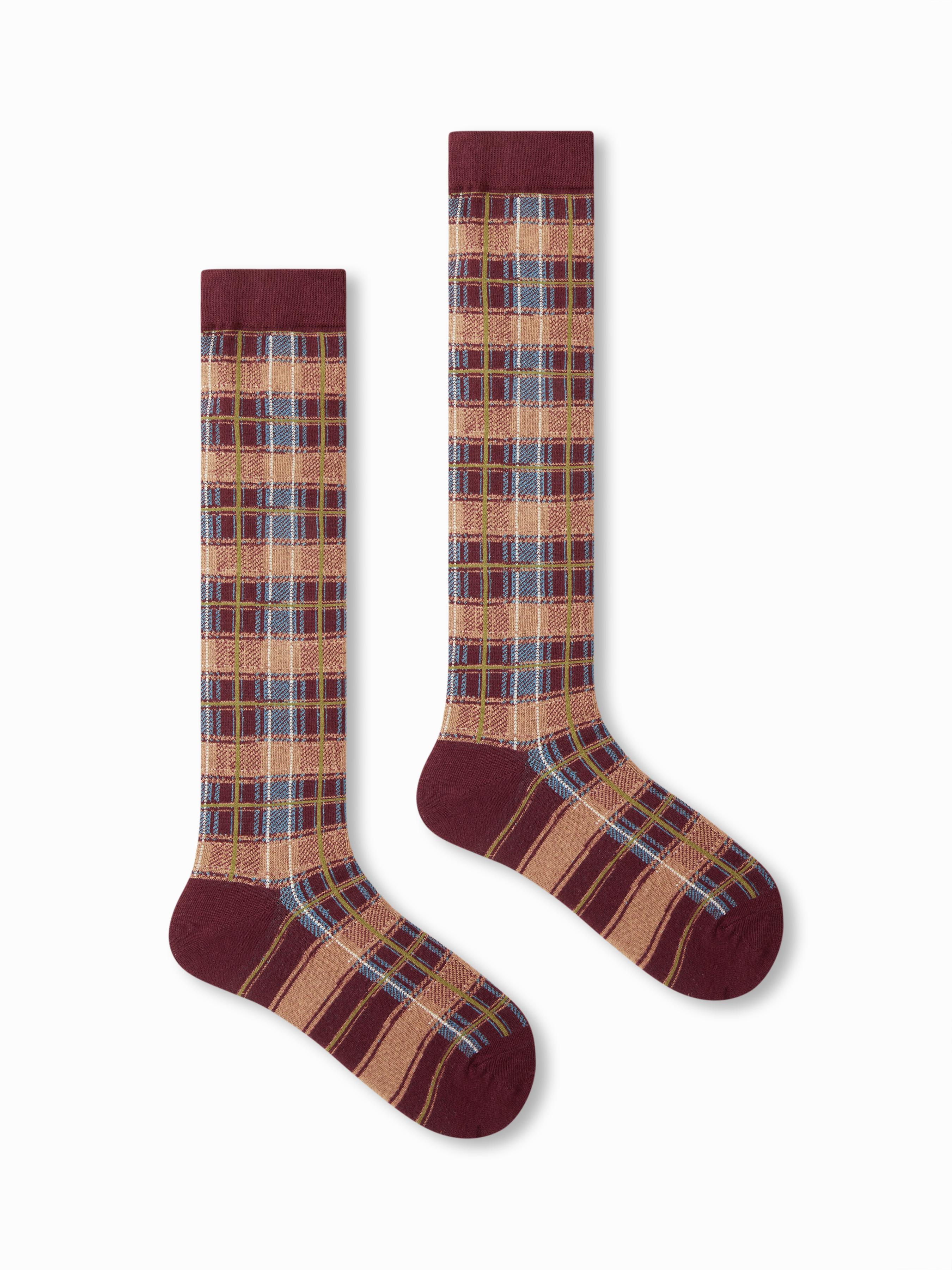 PLAID OVER THE CALF SOCKS by CIDER