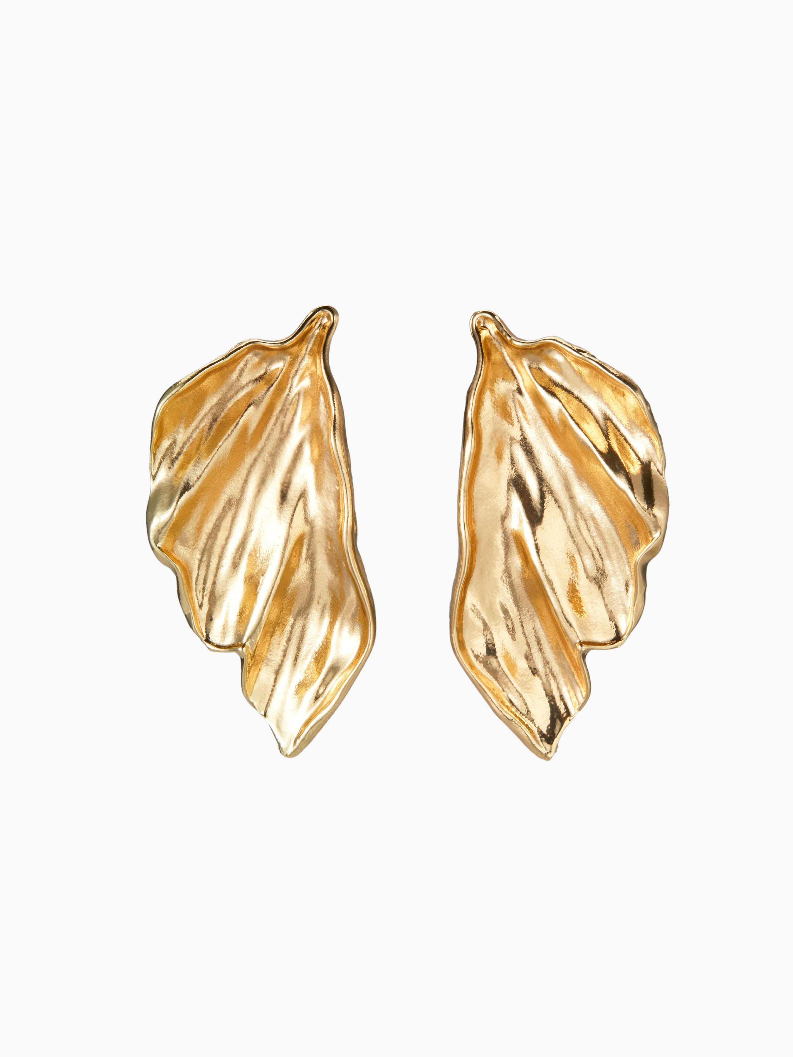 PLEATED LEAF STUD EARRINGS by CIDER
