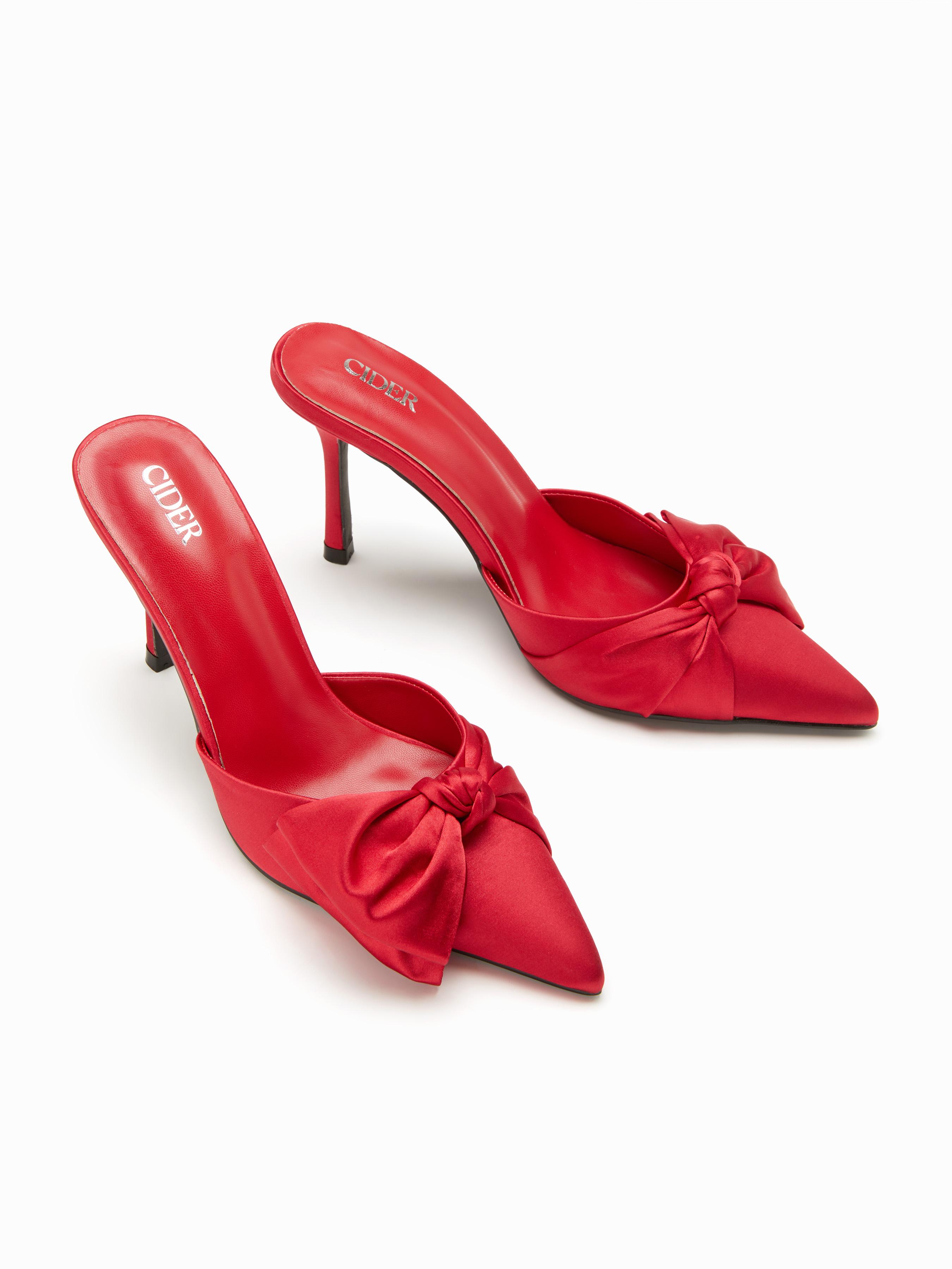 POINTED TOE BOWKNOT DECOR HEELS by CIDER