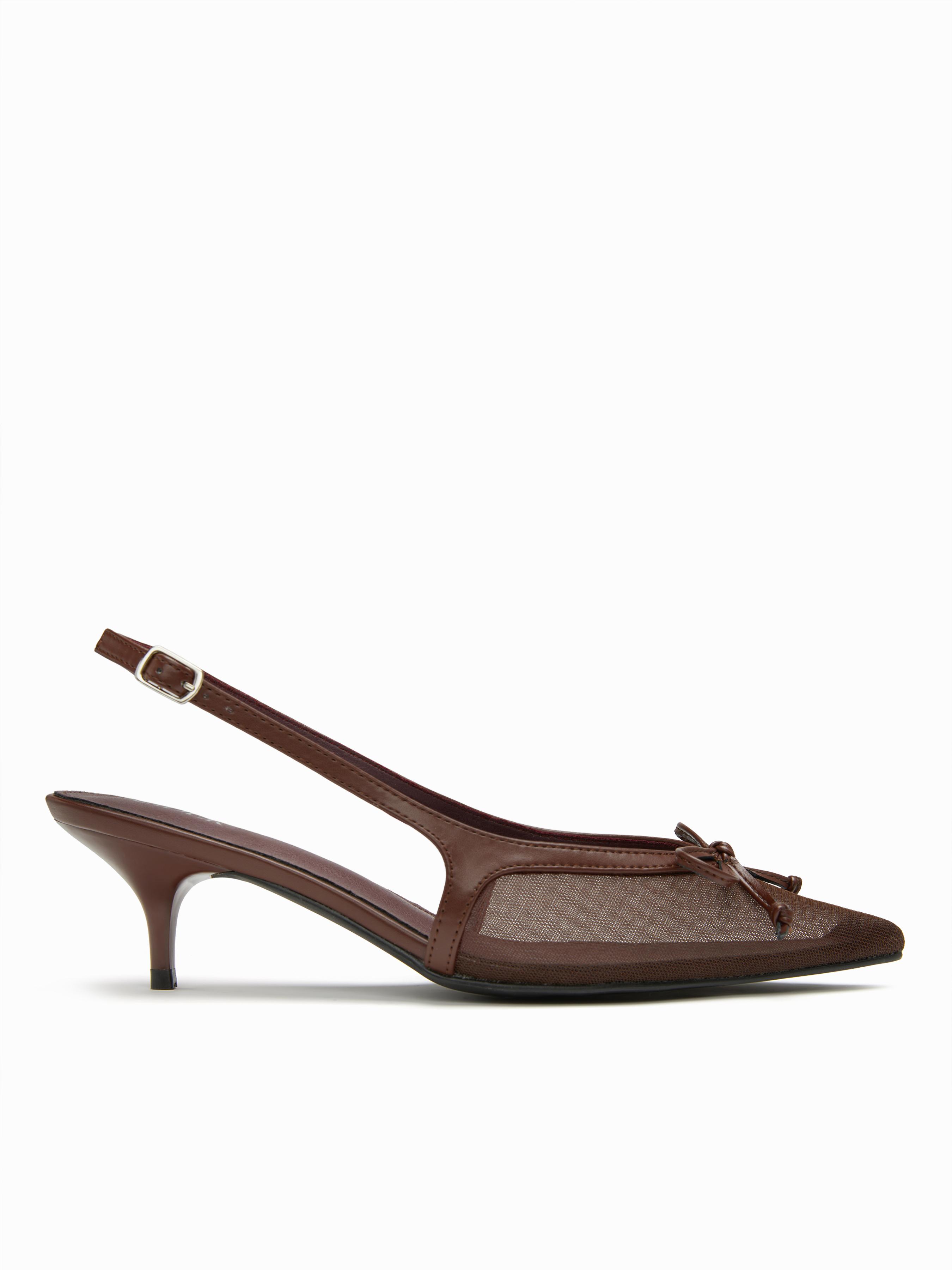 POINTED TOE BOWKNOT DECOR SLINGBACK HEELS by CIDER