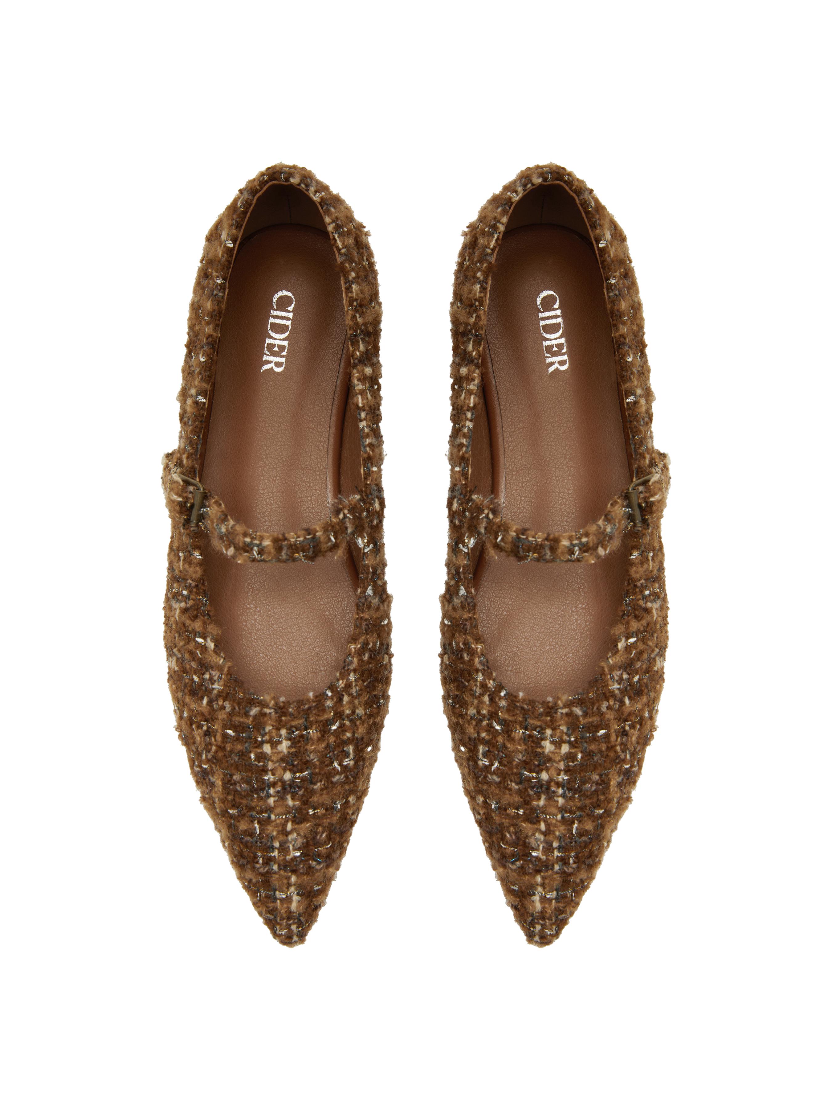 POINTED TOE TWEED FLATS by CIDER