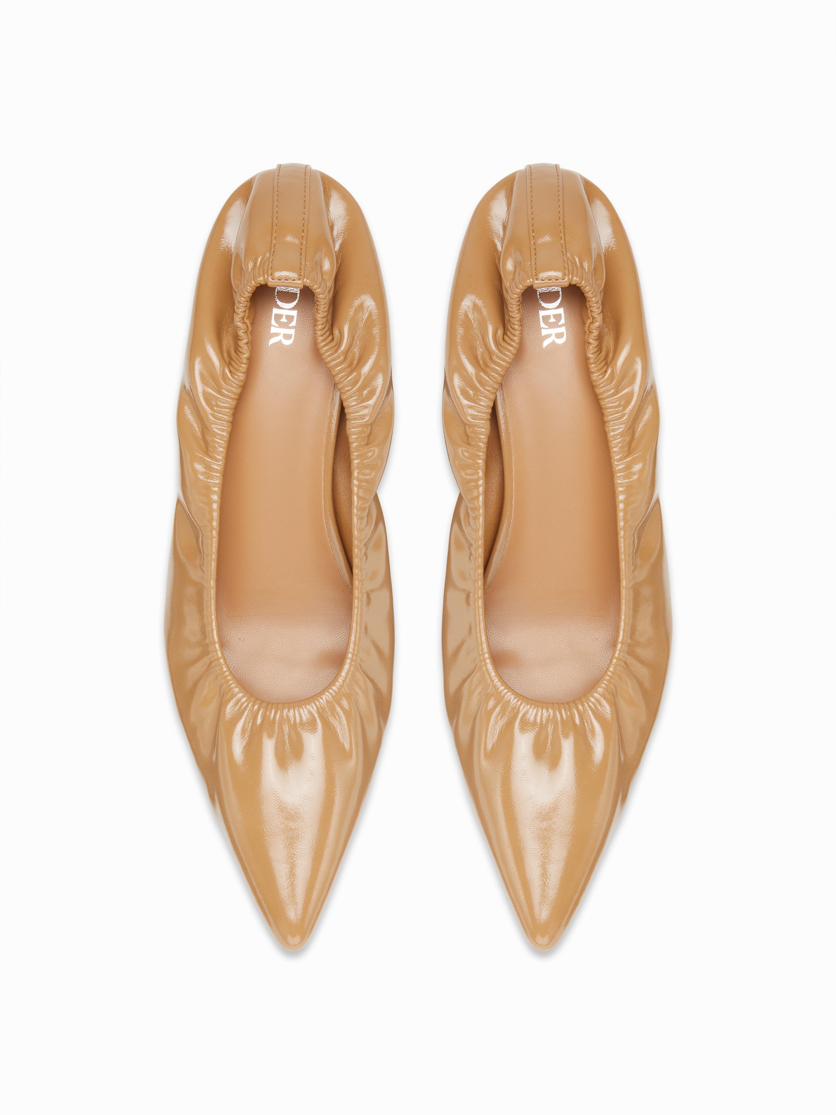 POINTED TOE & PLEATED FAUX LEATHER KITTEN HEEL by CIDER