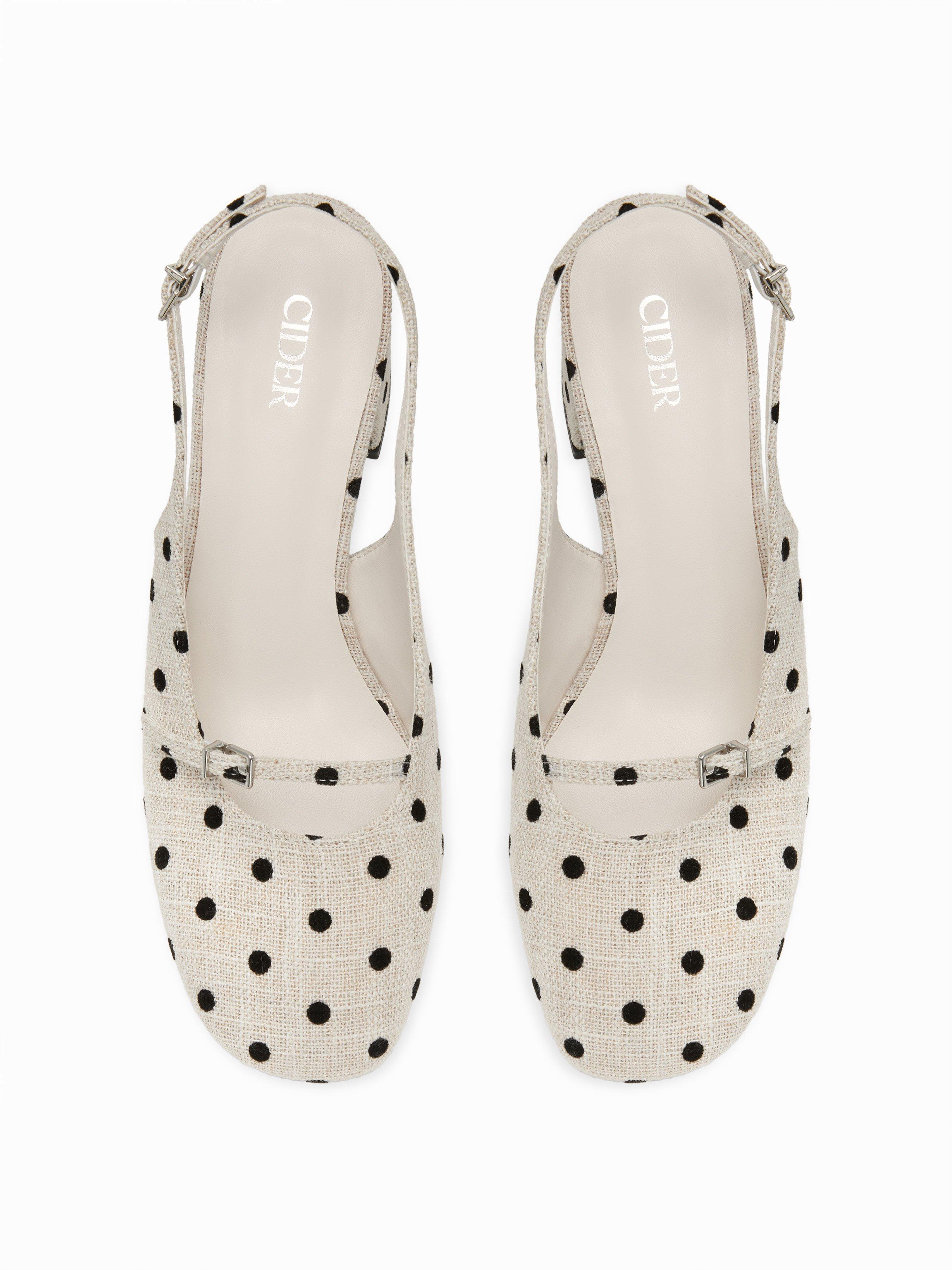 POLKA DOT SLINGBACK CHUNKY HEELS by CIDER