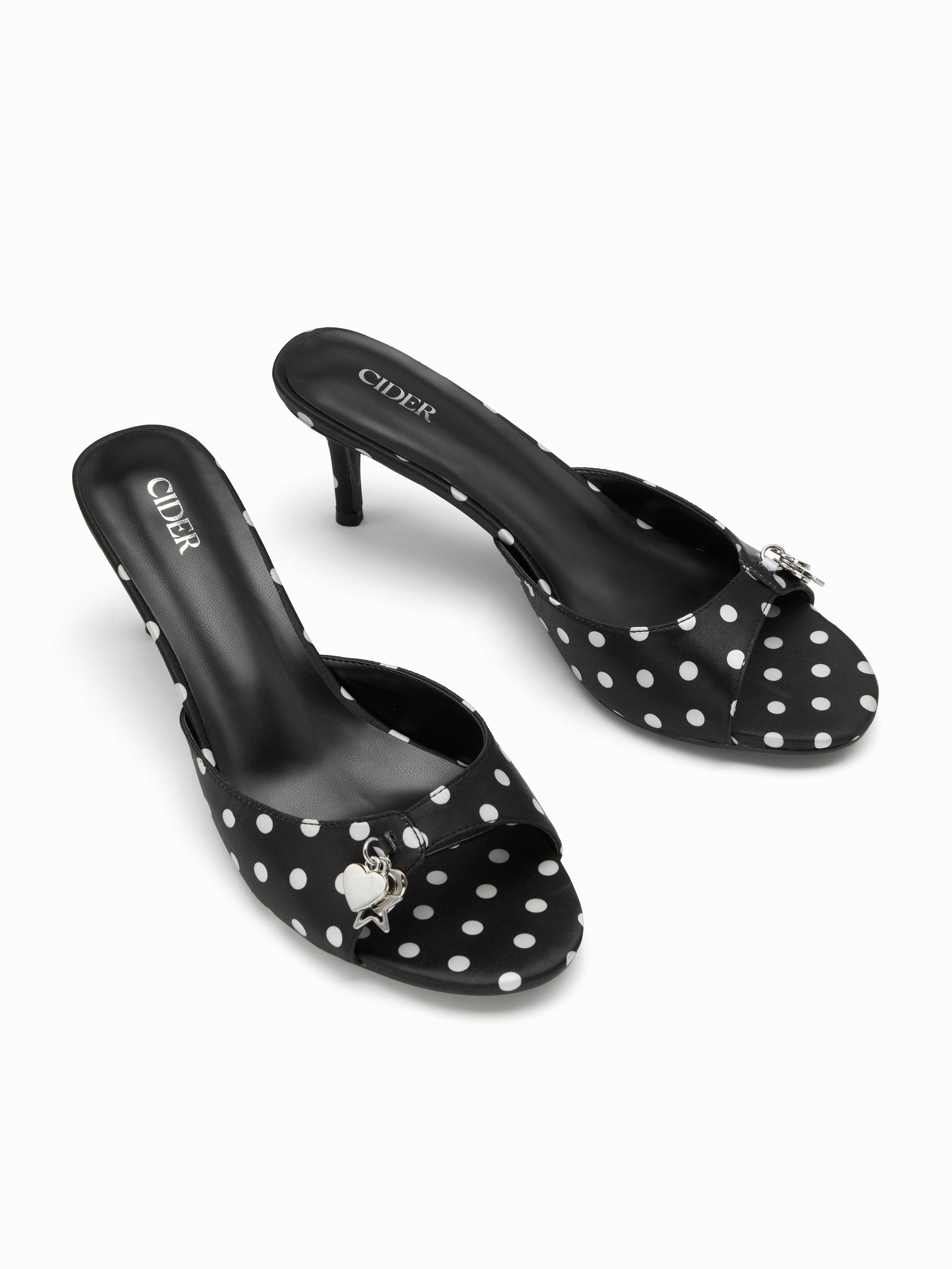 POLKA DOT & HEART KITTEN HEEL SANDALS by CIDER