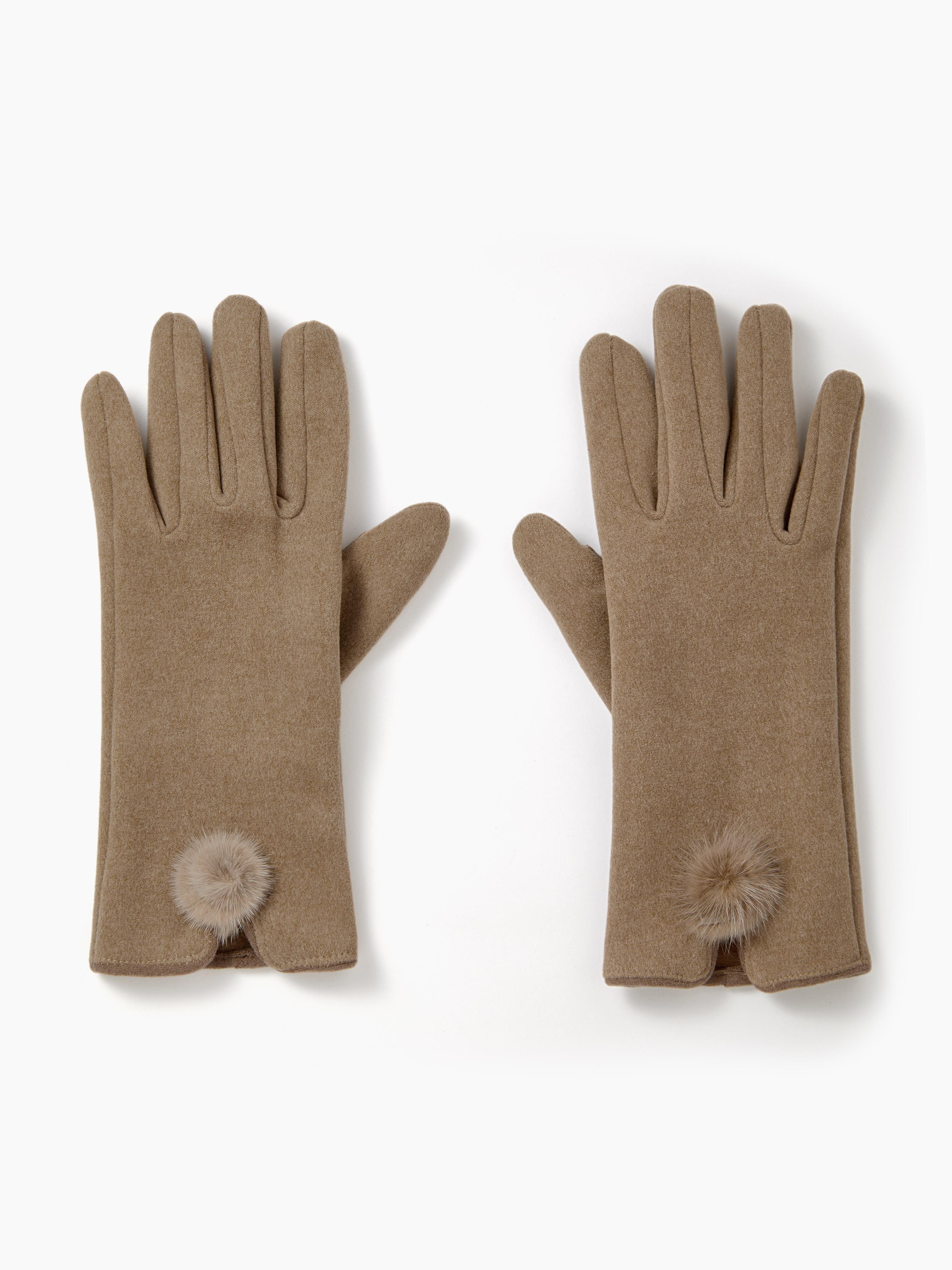 POM POM DECOR FLEECE-LINE GLOVES by CIDER