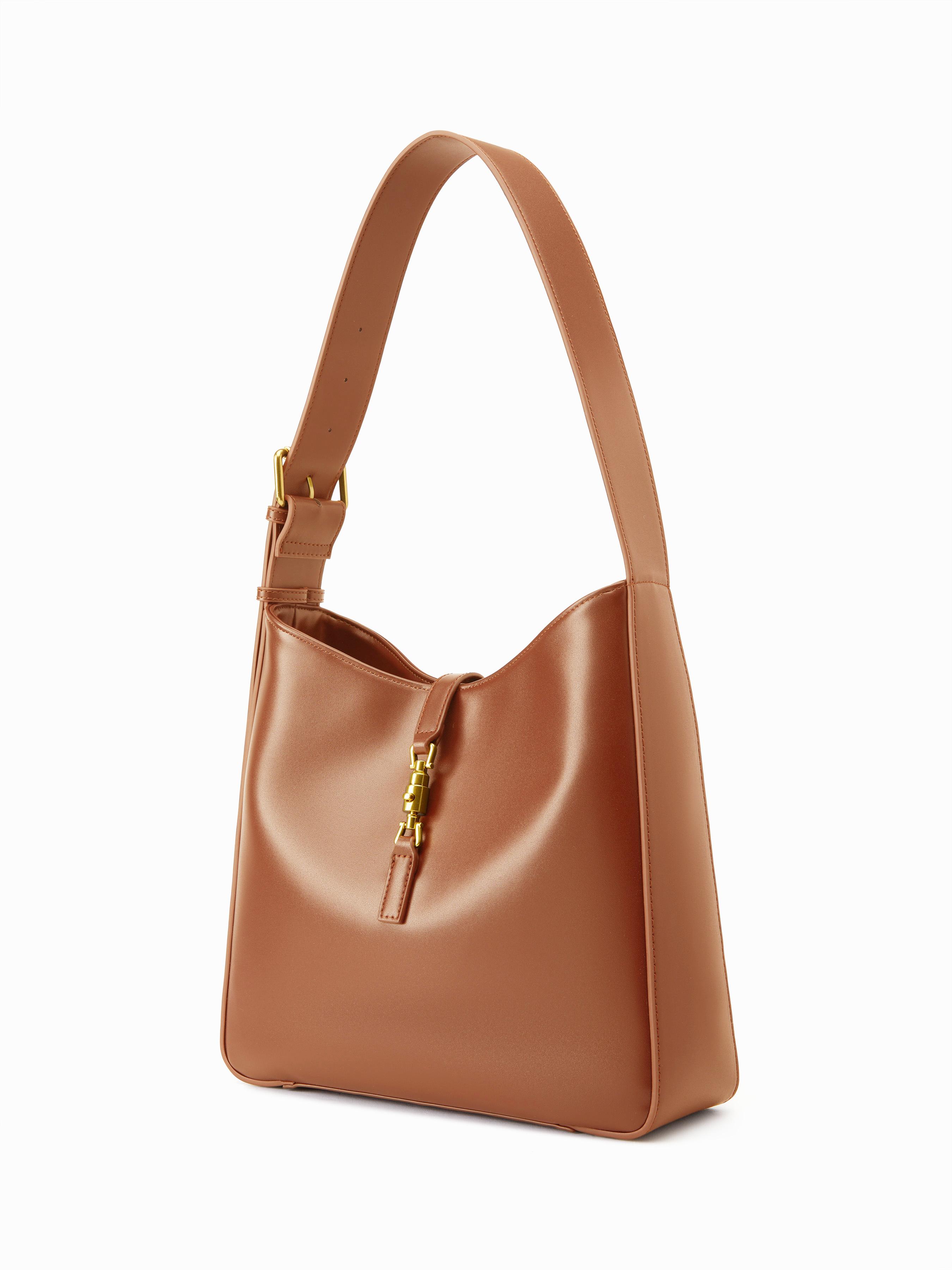PUSH-LOCK DECOR FAUX LEATHER TOTE BAG by CIDER